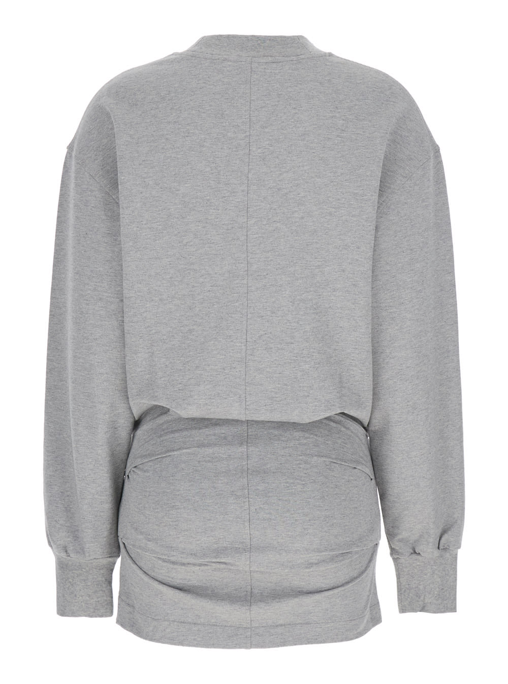 Shop Attico Grey Crewneck Mini Dress With Logo Lettering On The Front And Tight Skirt In Cotton Stretch Woman