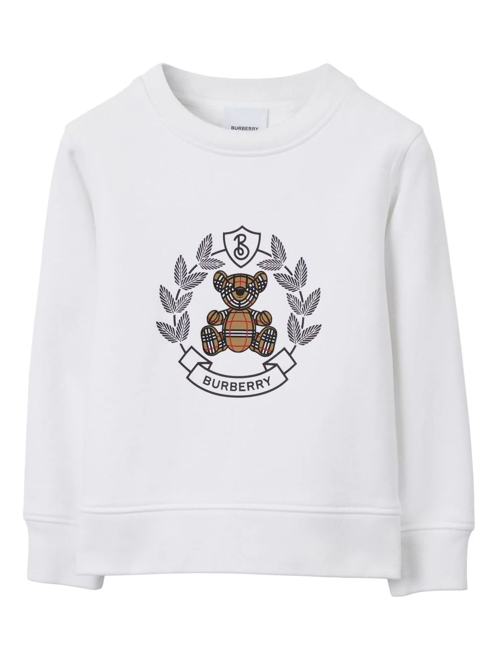 Shop Burberry White Cotton Sweatshirt