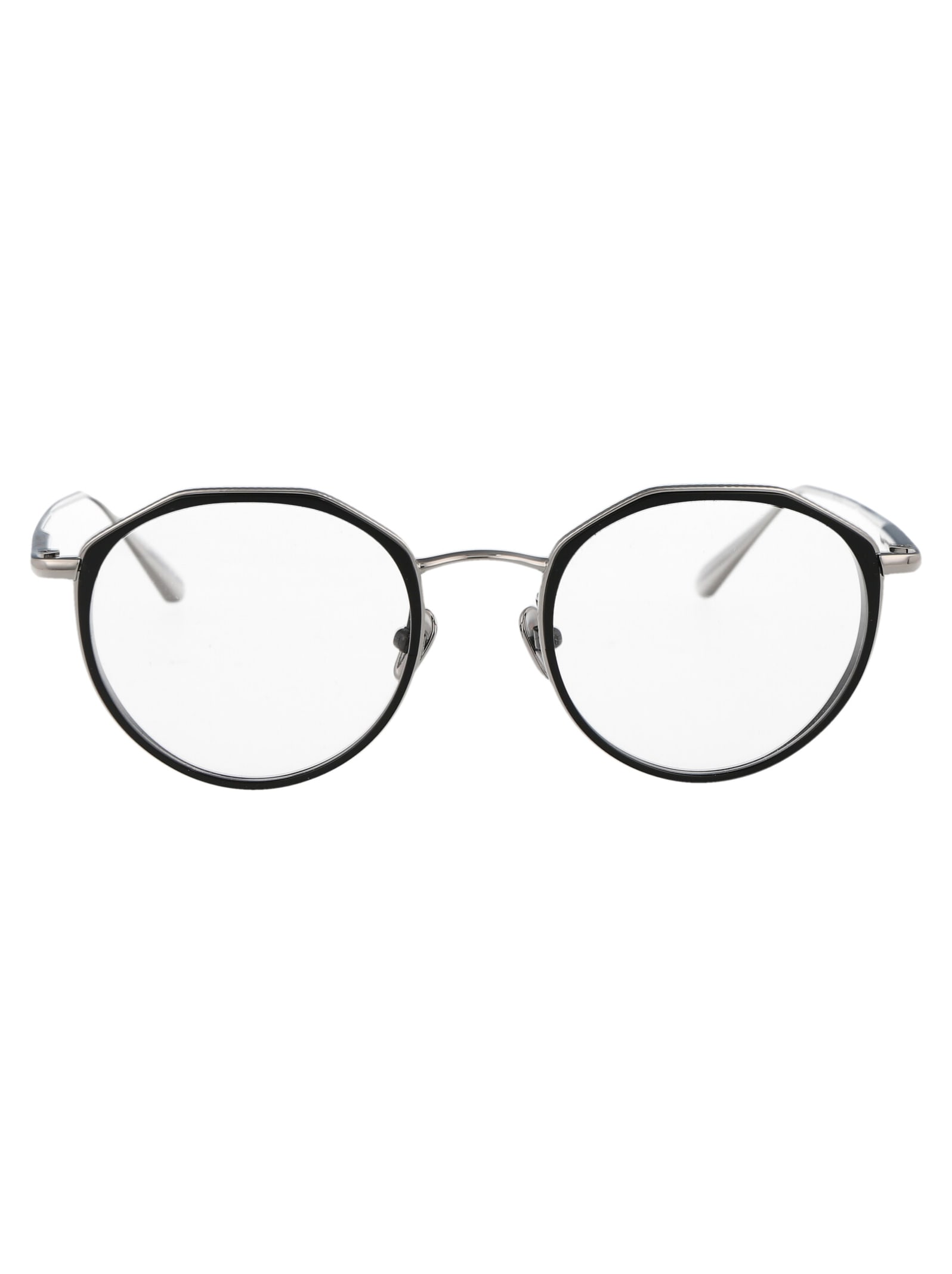 Shop Linda Farrow Cesar Glasses In Whitegold/black/optical