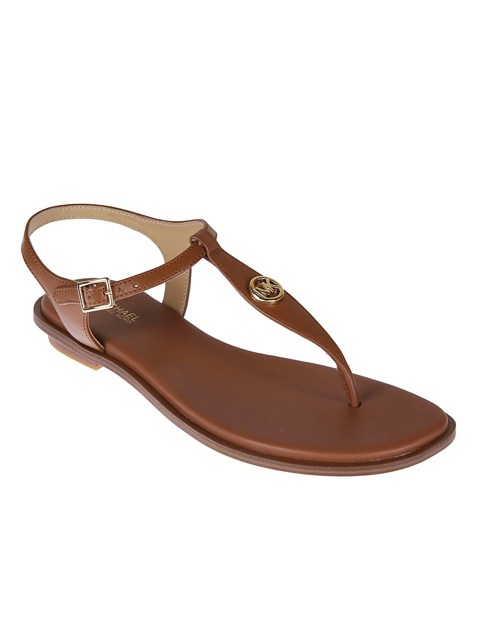 Shop Michael Kors Mallory Thong Sandals In Luggage