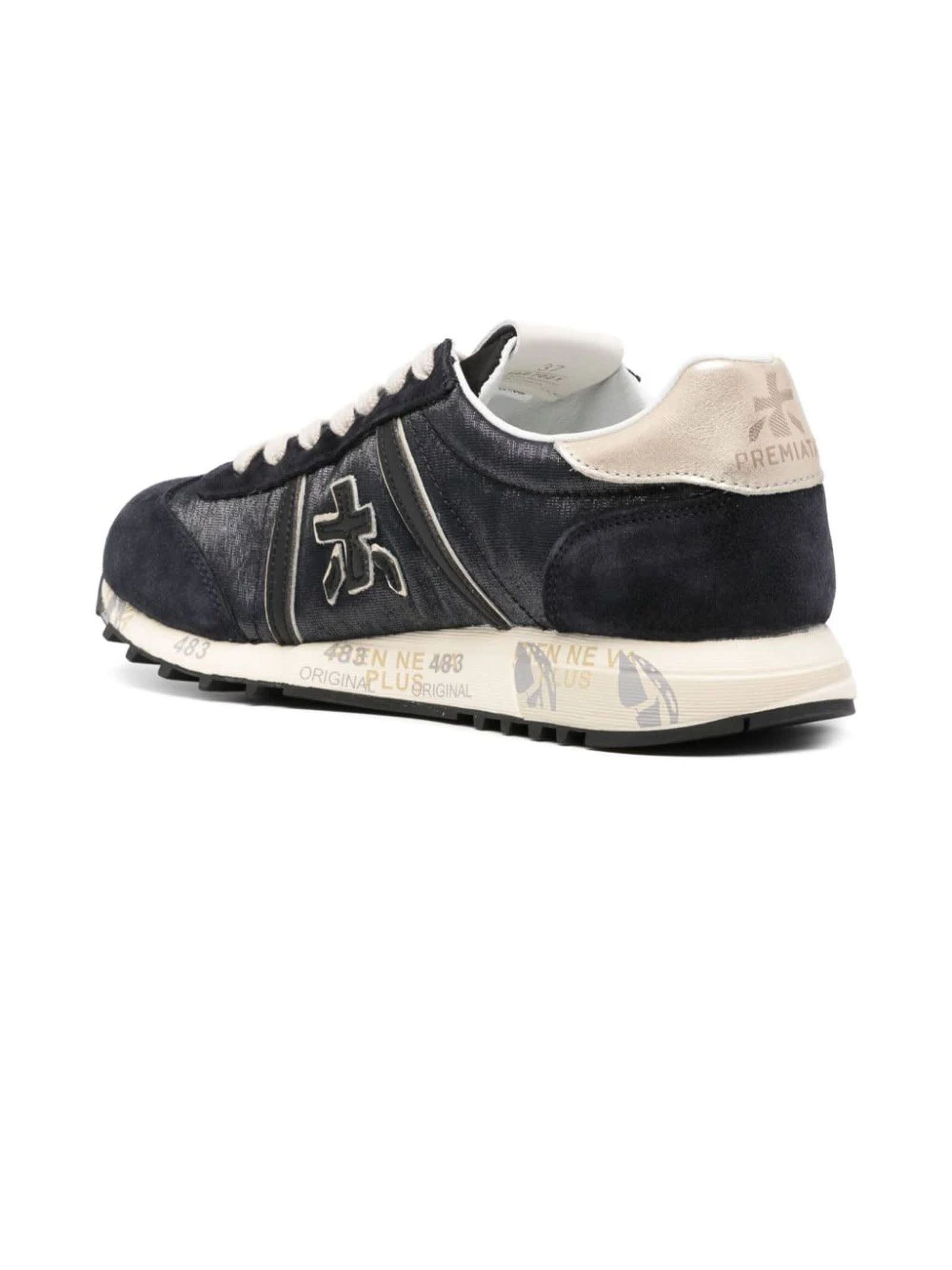 Shop Premiata Black Lucy D7021 Sneakers