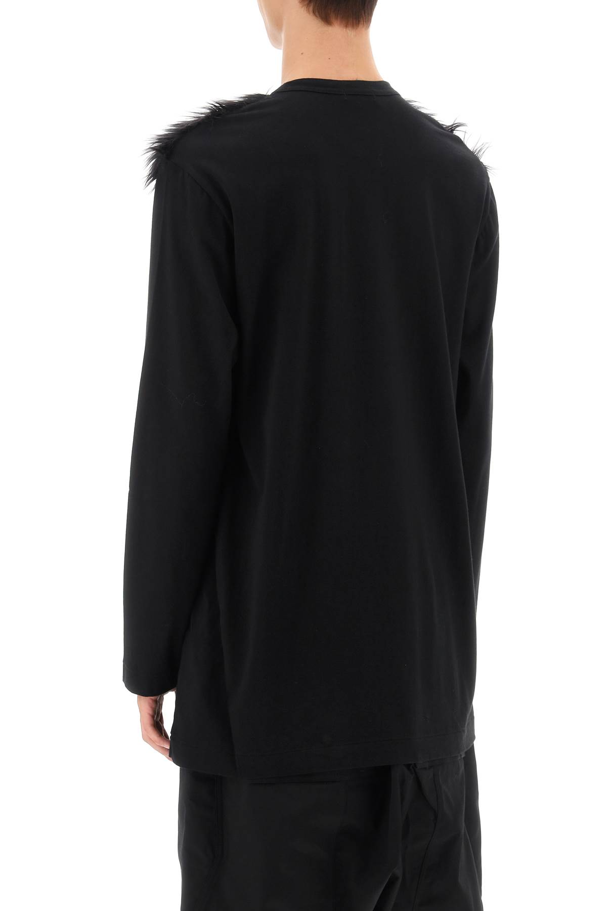 Shop Comme Des Garçons Homme Deux Faux Fur Sleeve T-shirt In Black Black (black)