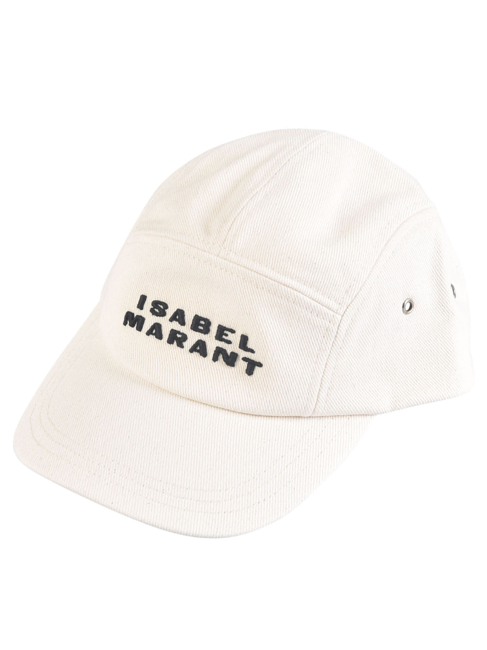 Shop Isabel Marant Mélange Ivory Cotton Baseball Cap In Ecru/back