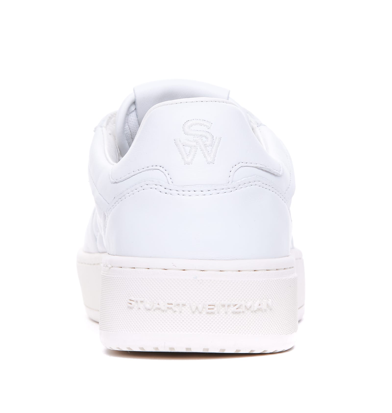 Shop Stuart Weitzman Courtside Sleek Sneakers In White