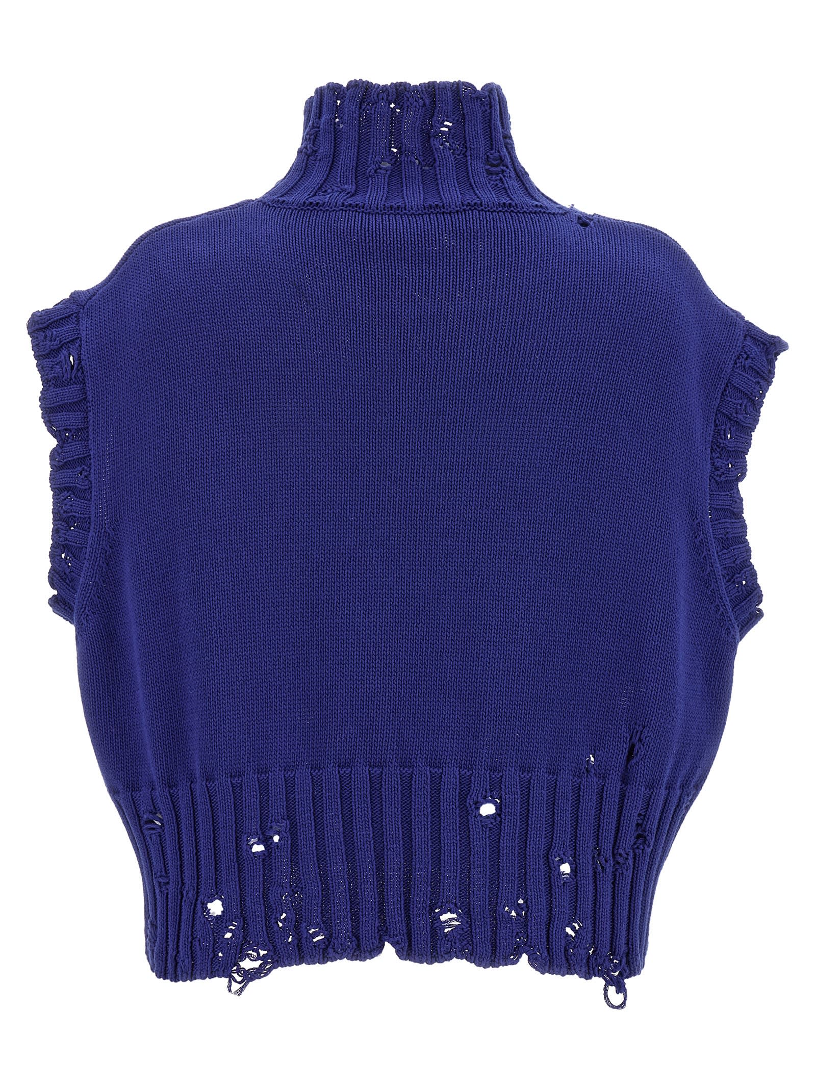 Shop Marni Dishevelled Vest In Blue