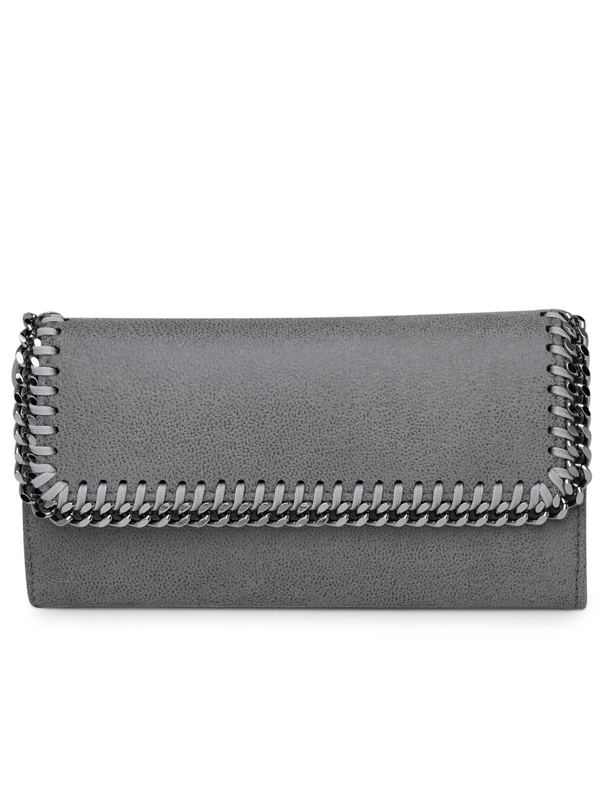 Shop Stella Mccartney Recycled Polyester Falabella Continental Wallet In Light Grey