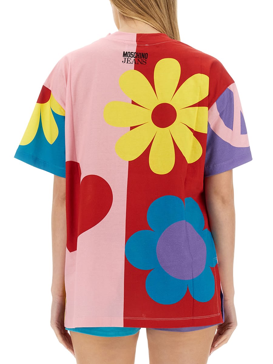 Shop M05ch1n0 Jeans Jersey T-shirt Symbols In Multicolour