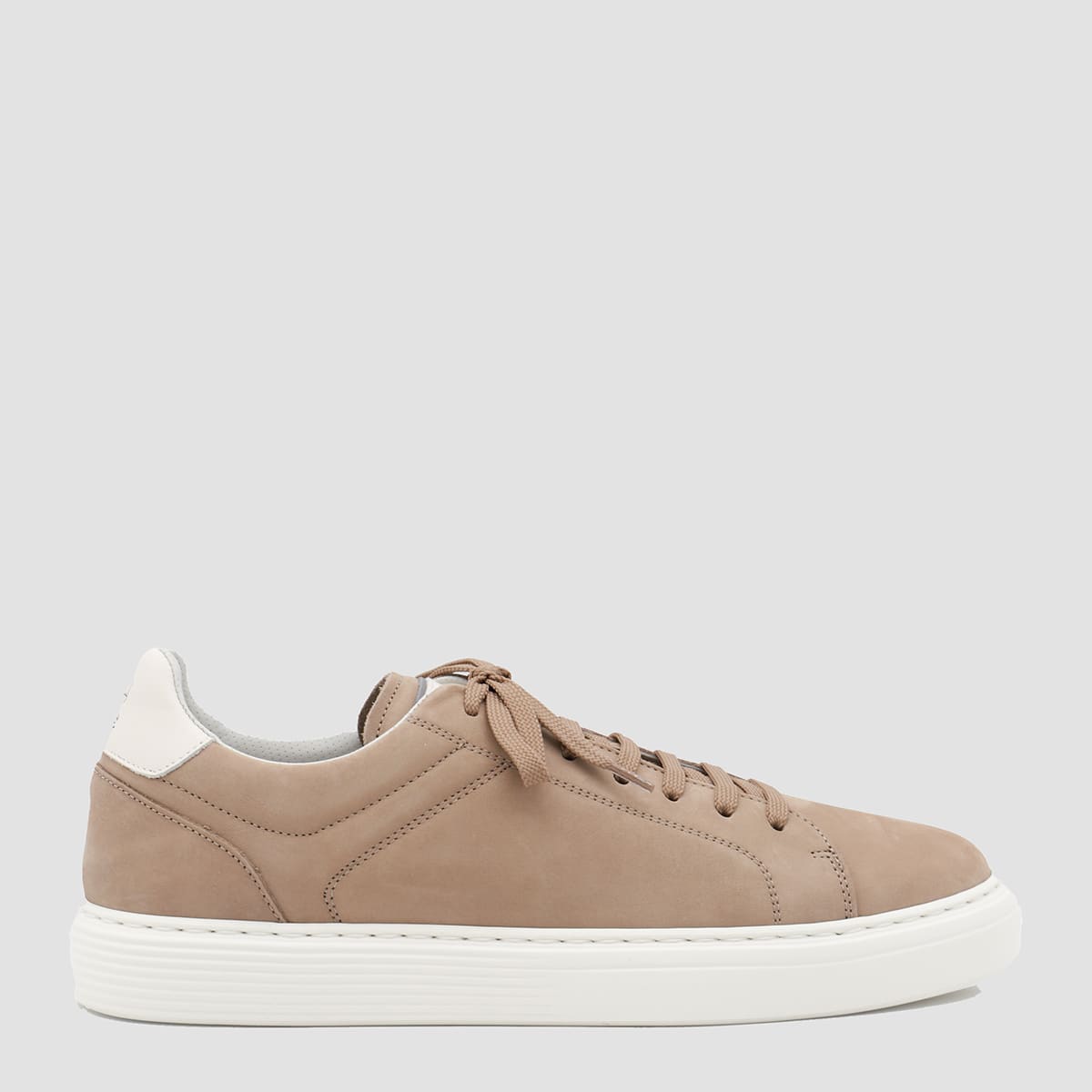 Shop Brunello Cucinelli Beige Leather Sneakers