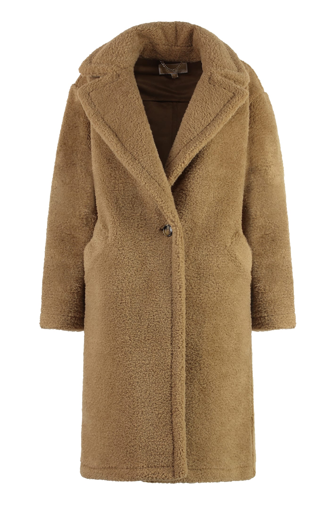 Shop Michael Michael Kors Vegan Fur Coat In Brown