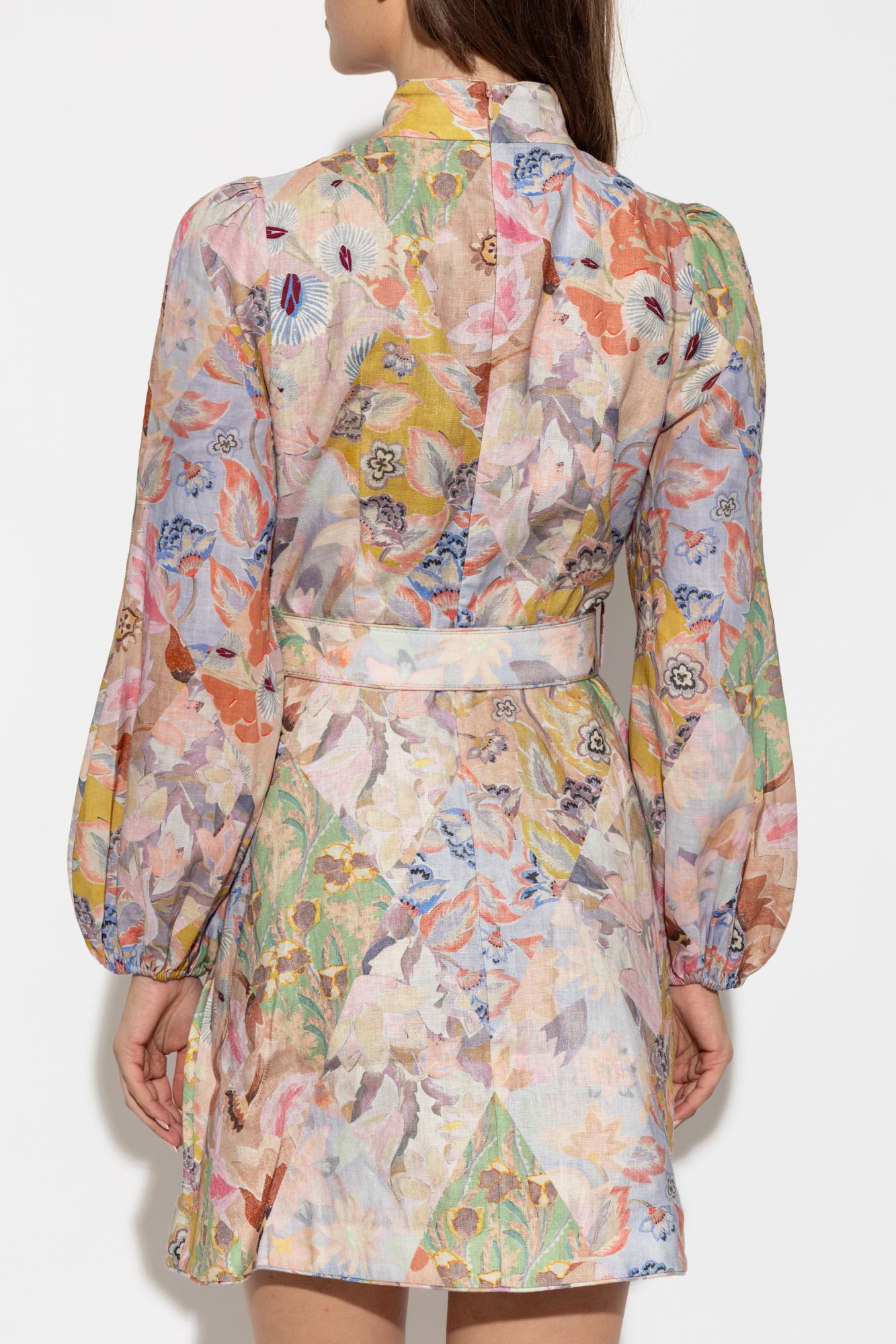 Shop Zimmermann Linen Dress In Multicolor