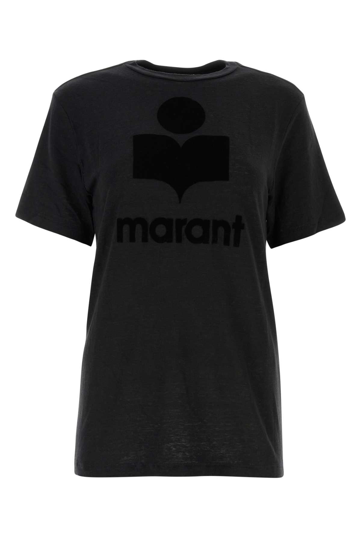 Shop Marant Etoile Black Linen Zewel T-shirt