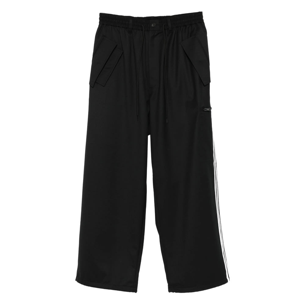 Y-3 Striped-pattern Elasticised Trousers In Black