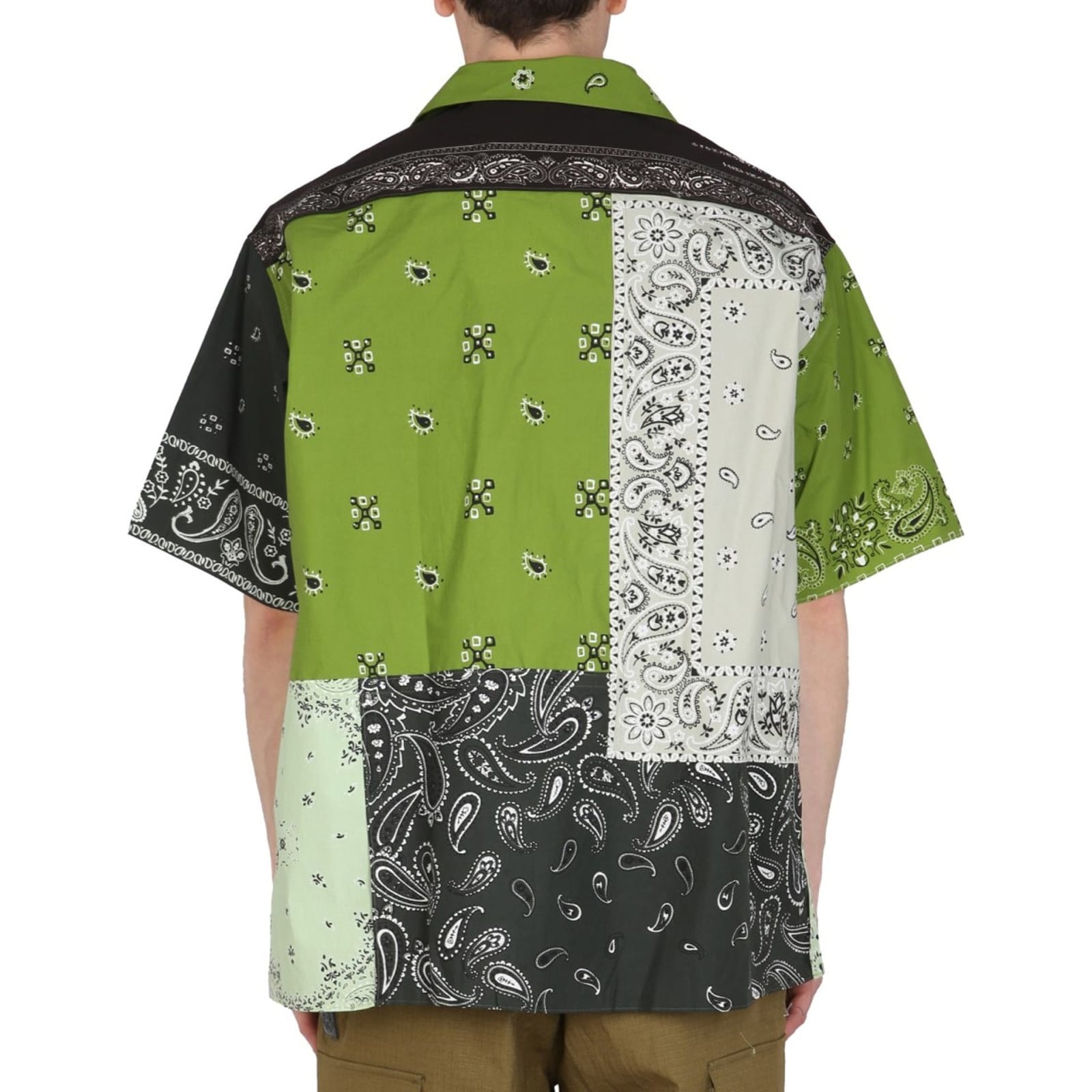 Shop Kenzo Patchwork Cotton Shirt In Green