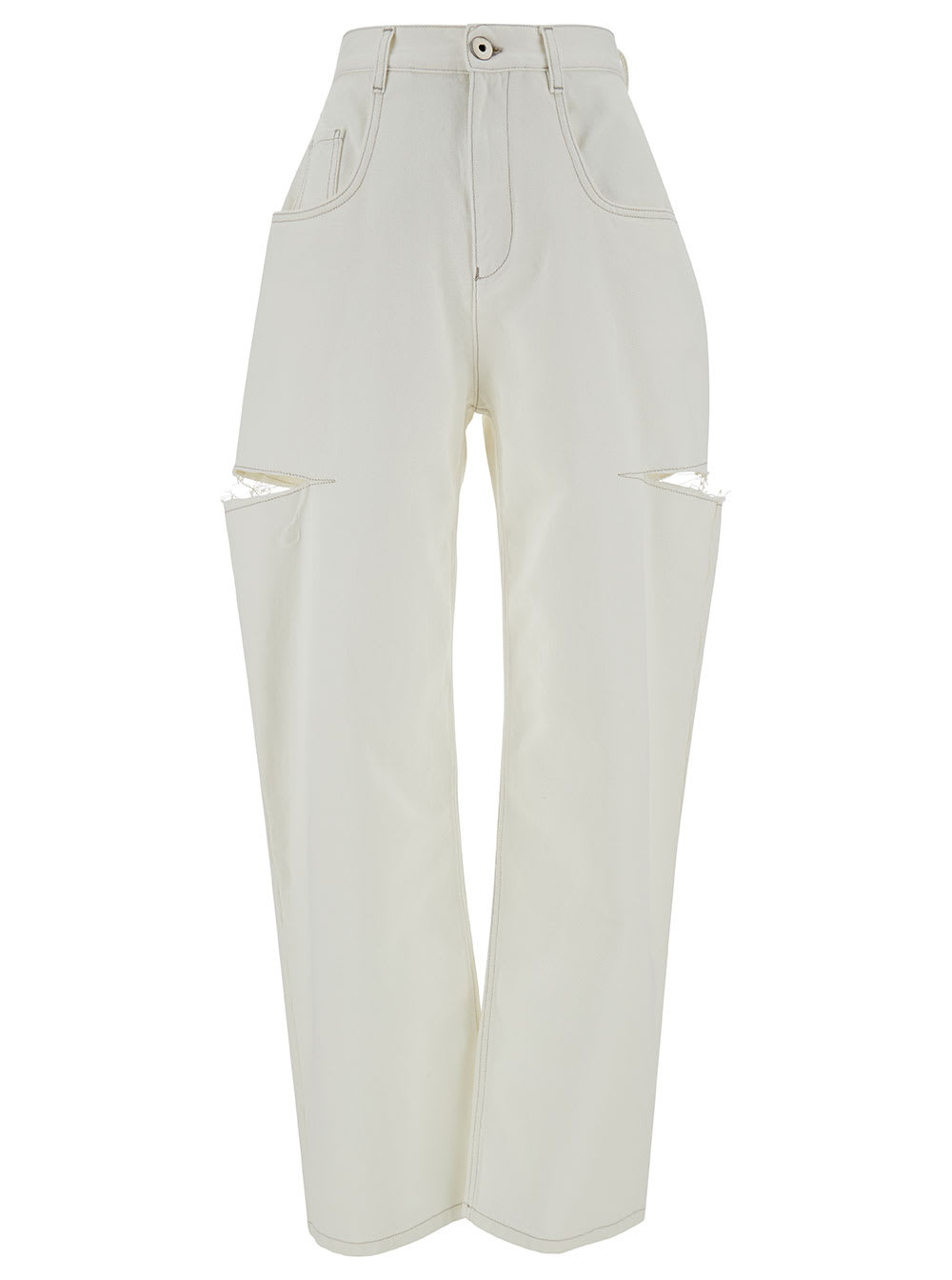Maison Margiela White High-rise Distressed Jeans In White