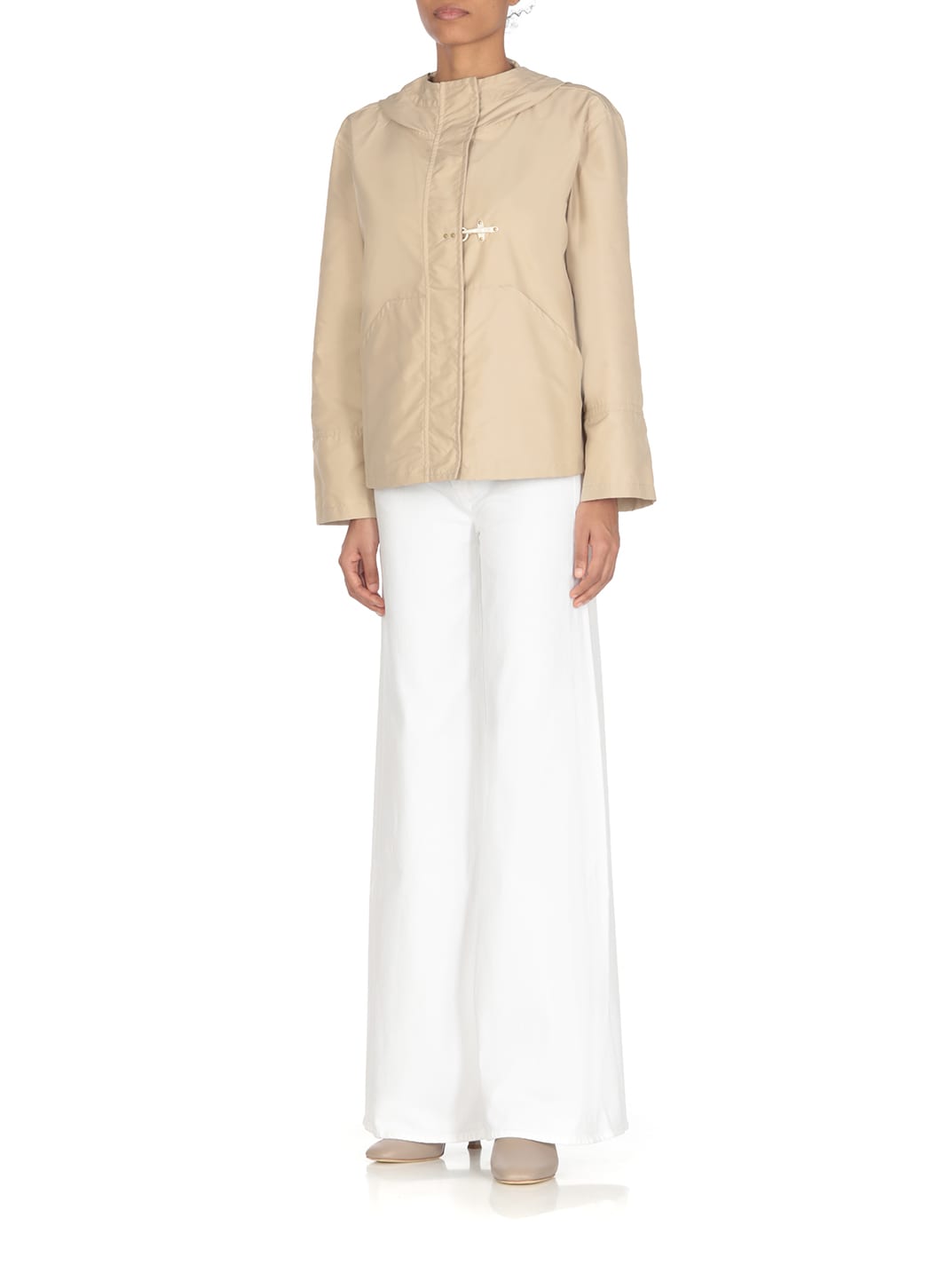Fay Waterproof Short Parka Jacket In Beige