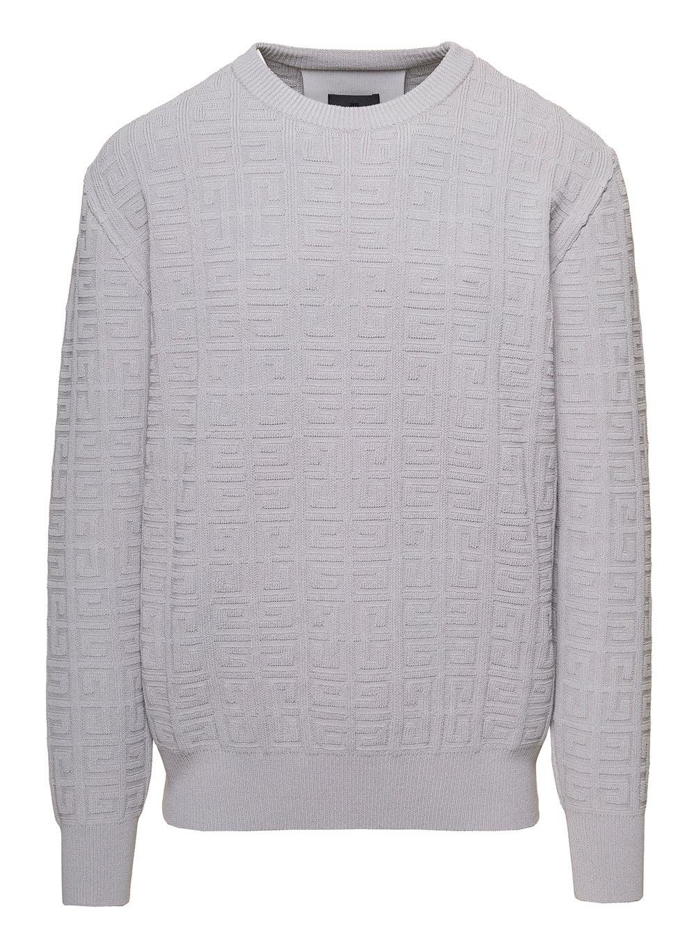 GIVENCHY GREY CREWNECK SWEATER WITH EMBOSSED 4G IN VISCOSE JACQUARD MAN GIVENCHY