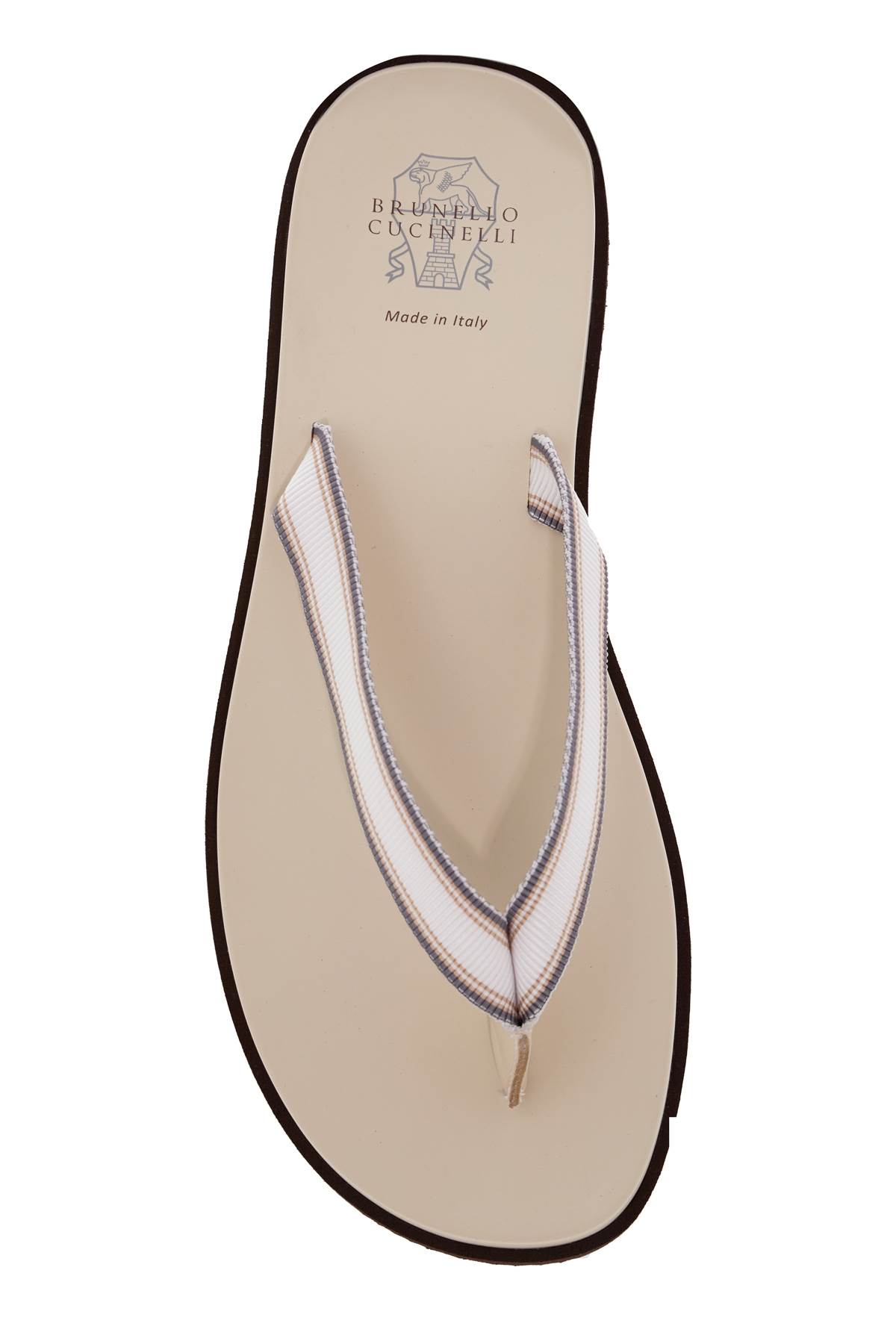 Shop Brunello Cucinelli Rubber Flip-flop Slides In Panama+sabbia+grigio