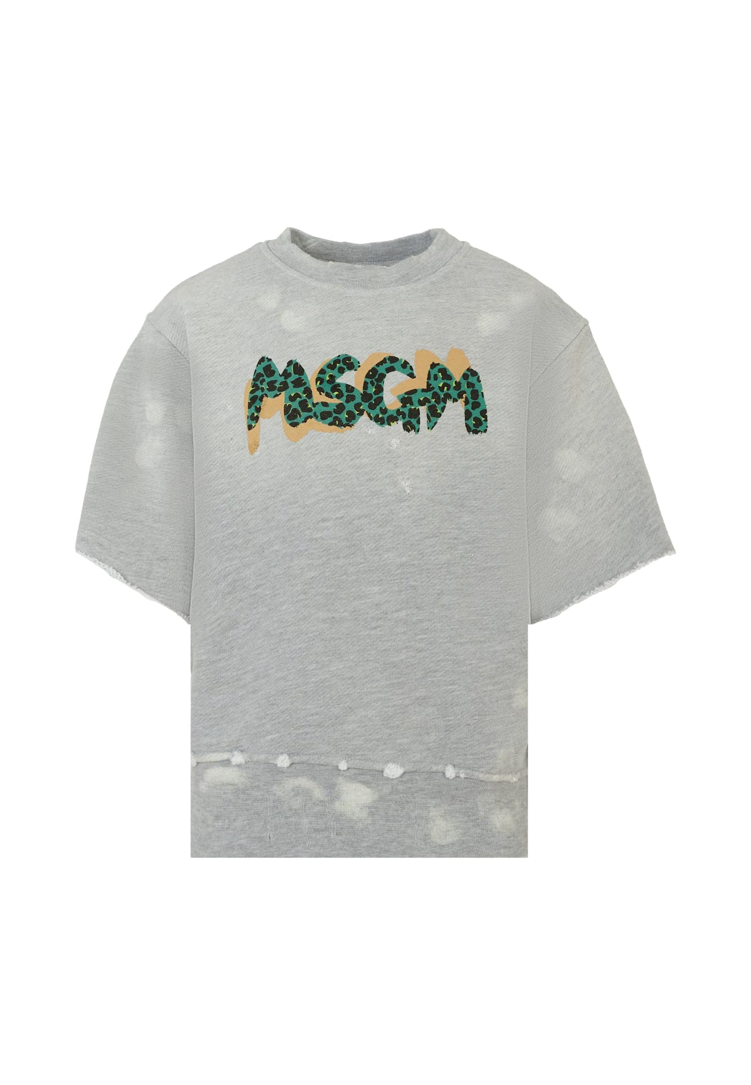 Msgm Grey Sweatshirt For Boy With Writing In Gray