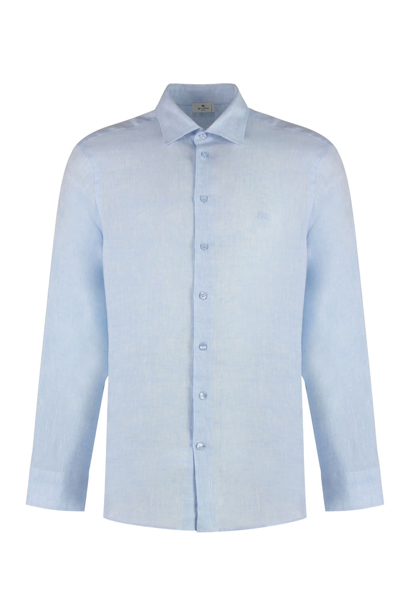 Shop Etro Linen Shirt In Light Blue