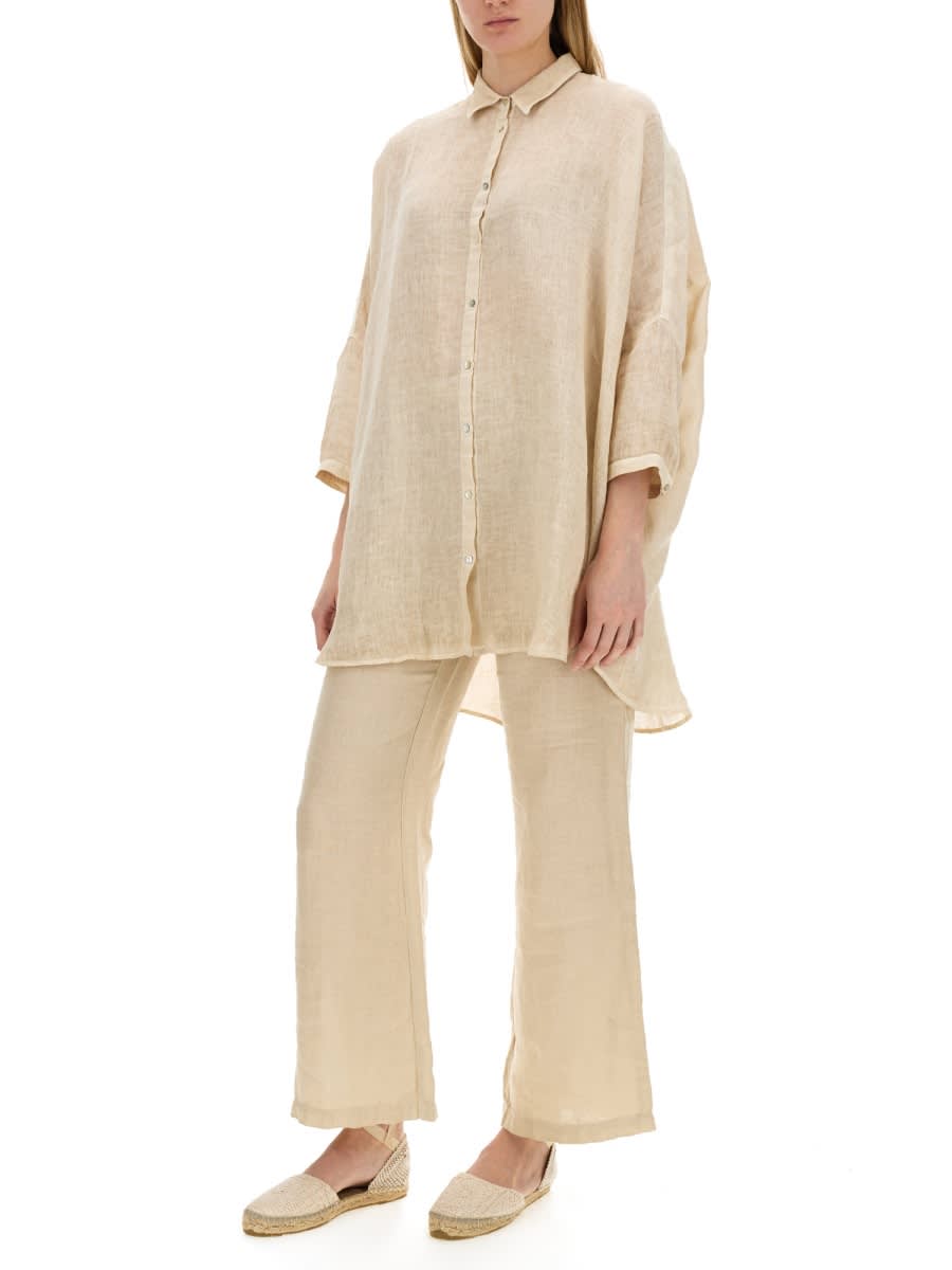 Shop 120% Lino Wide Leg Pants In Beige