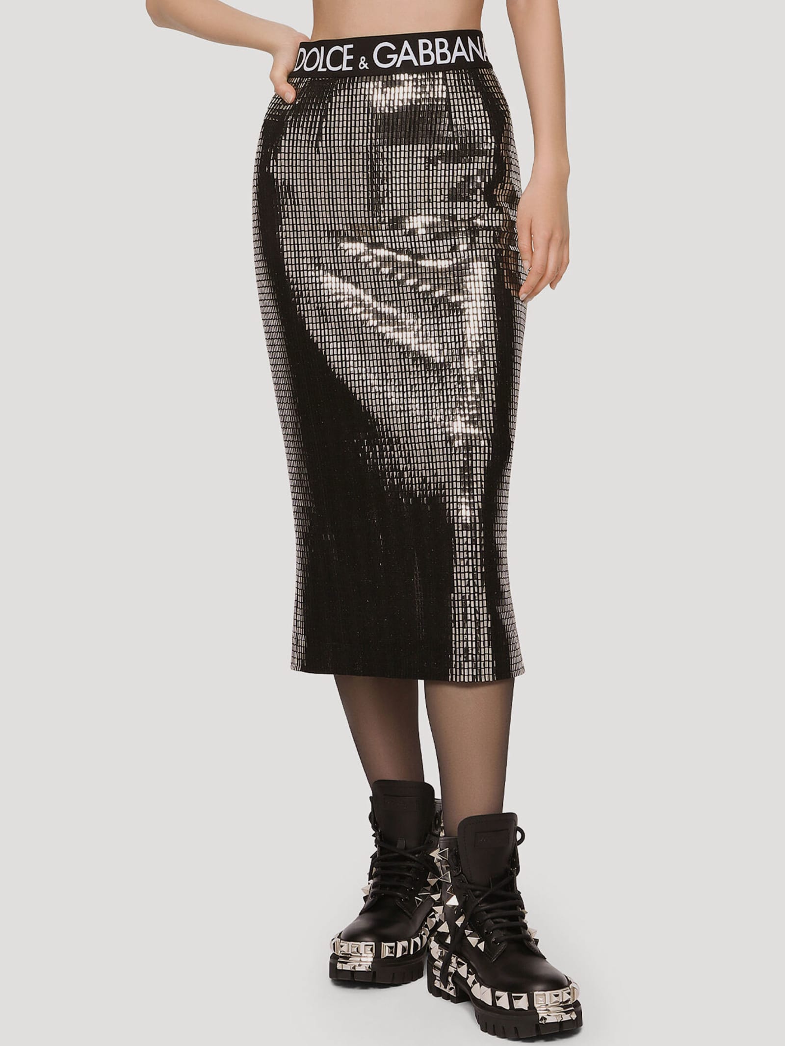 Dolce & Gabbana Jersey Skirt With Sequins