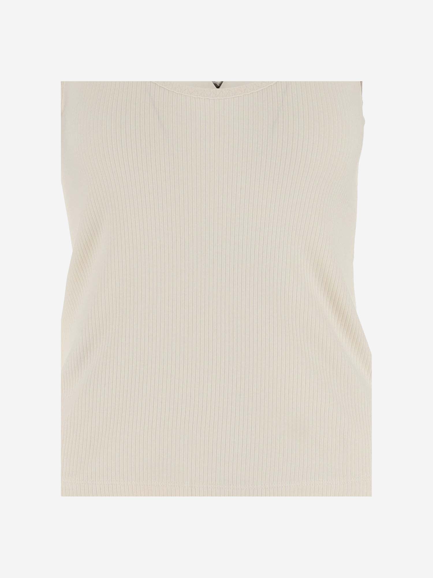 Shop Pinko Cotton Blend Top With Logo In Ivory