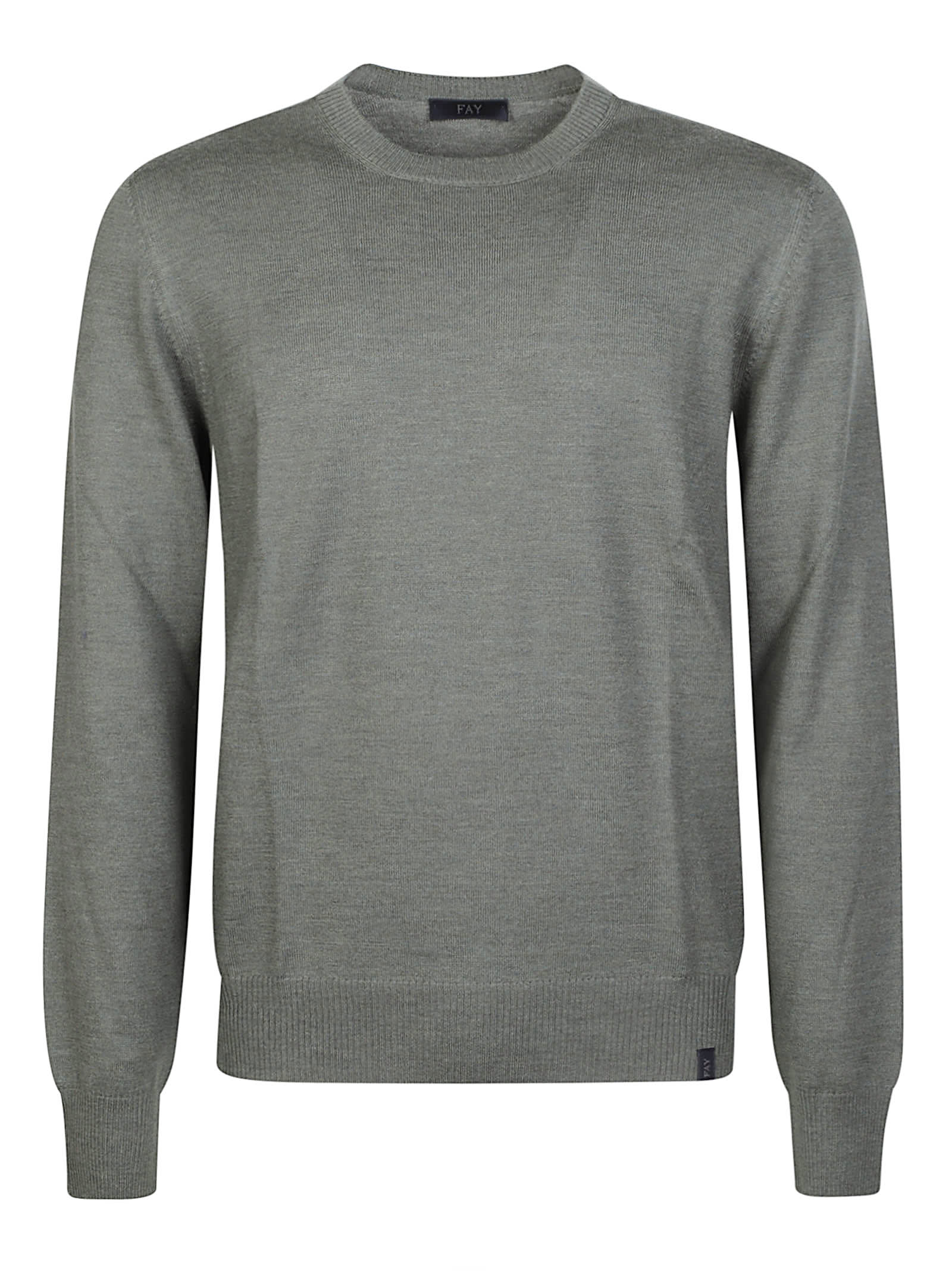 Fay Crew-neck Wool Sweater In Green