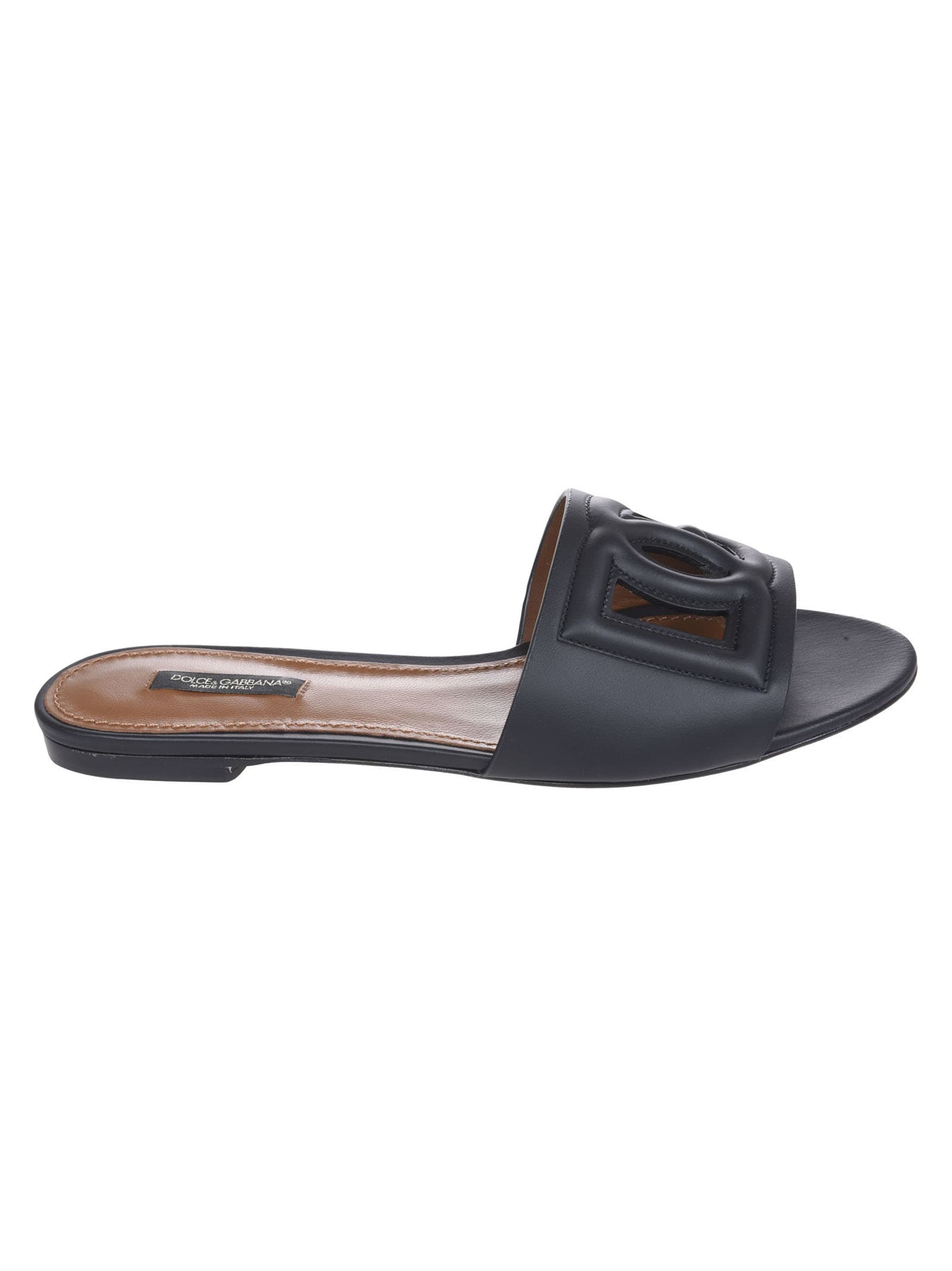 Dolce & Gabbana Embossed Logo Flat Sandals