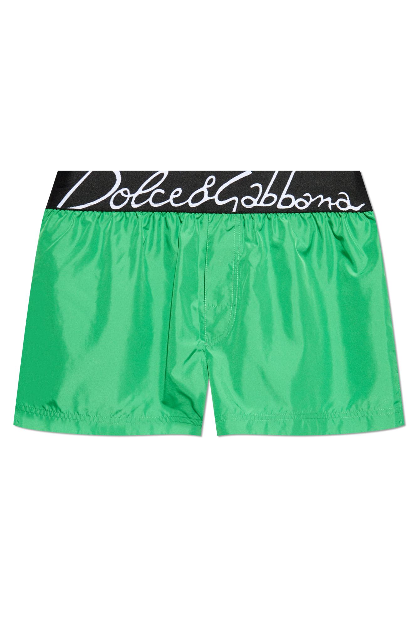 Shop Dolce & Gabbana Swim Shorts In Verde Brillante