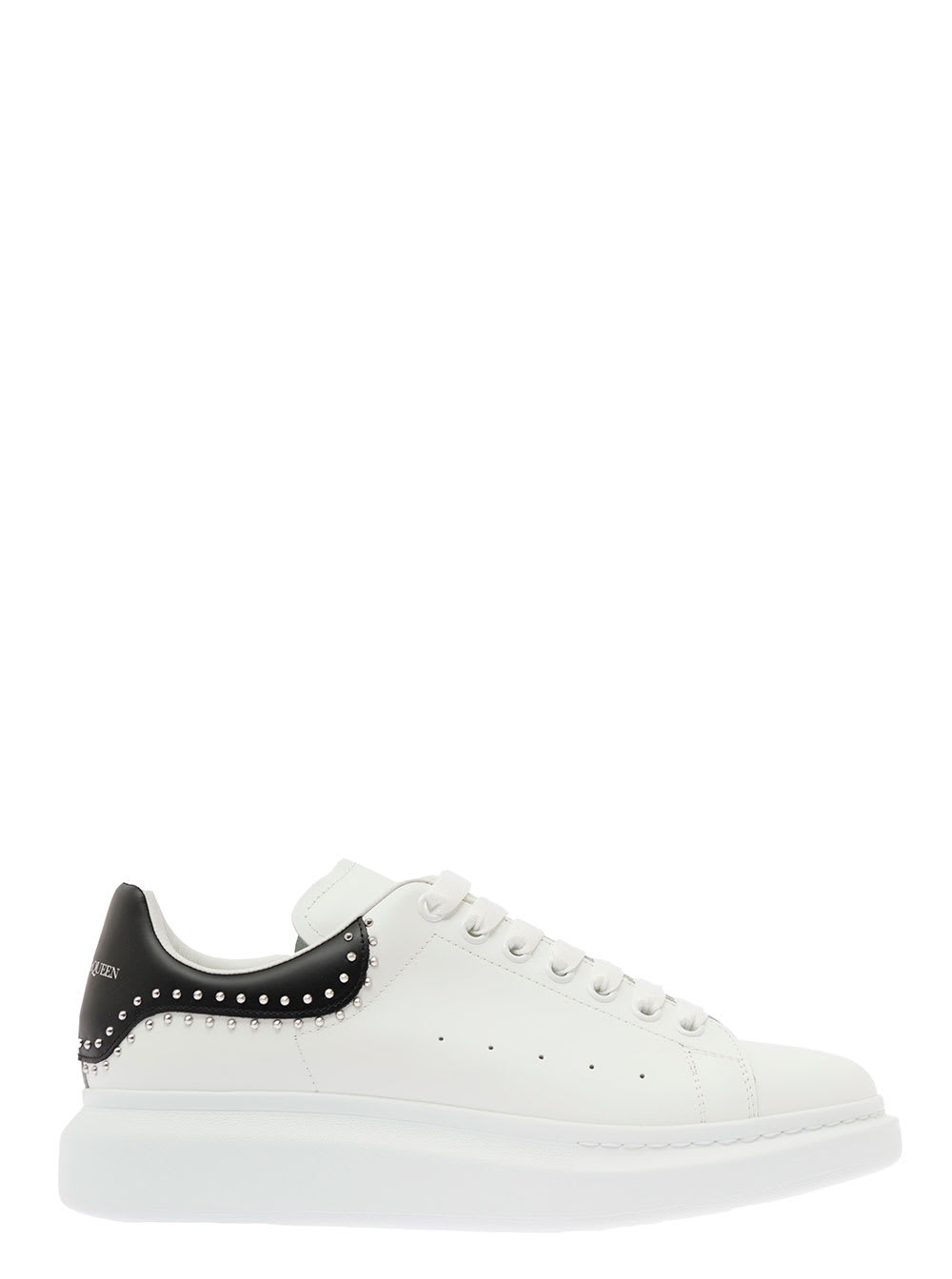 Alexander McQueen White Oversize Sneakers With Contrasting Heel Tab With Studs In Leather Man Alexander Mcqueen