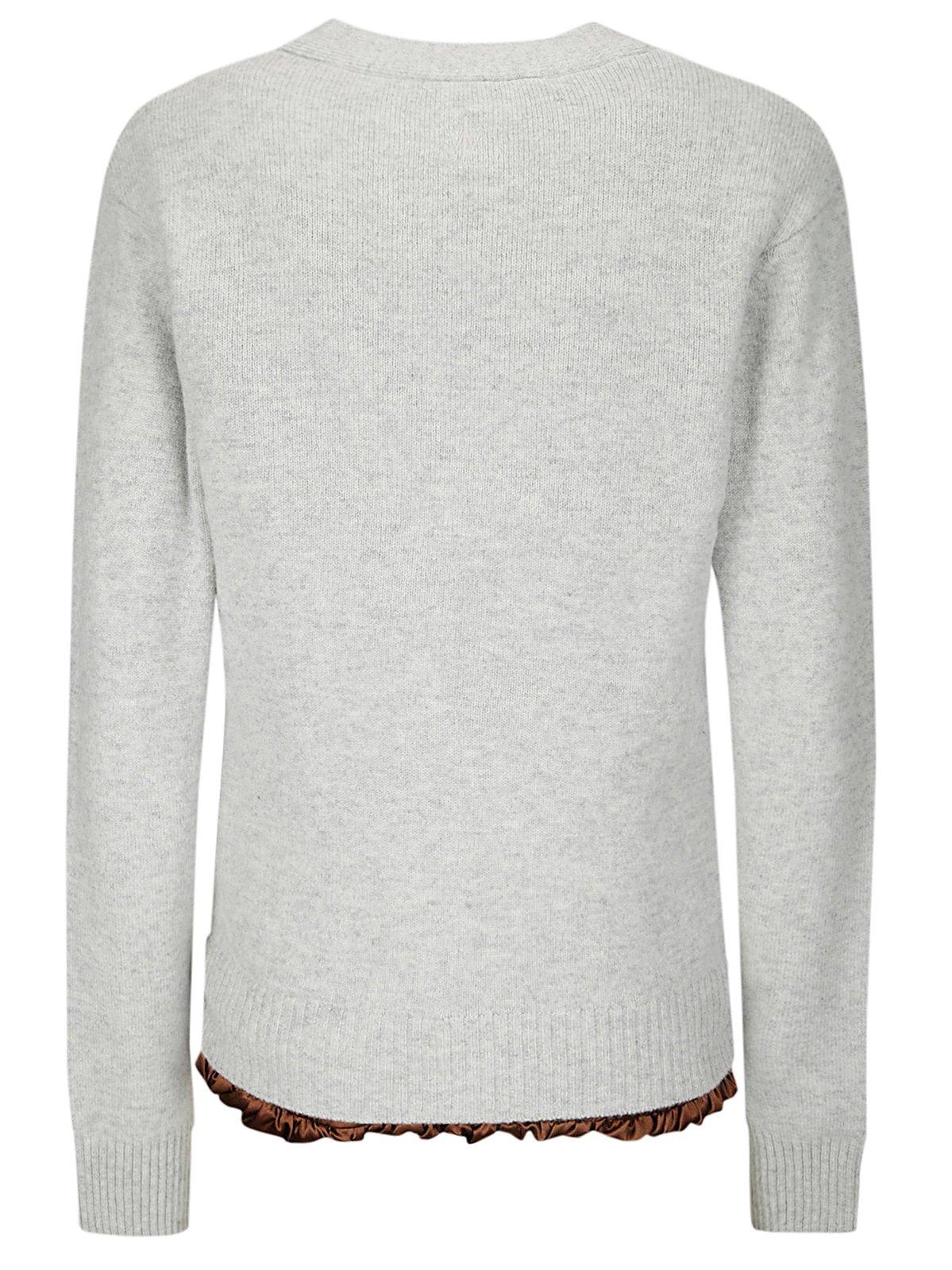 Shop Jw Anderson Satin-lined Knitted Cardigan In Light Grey