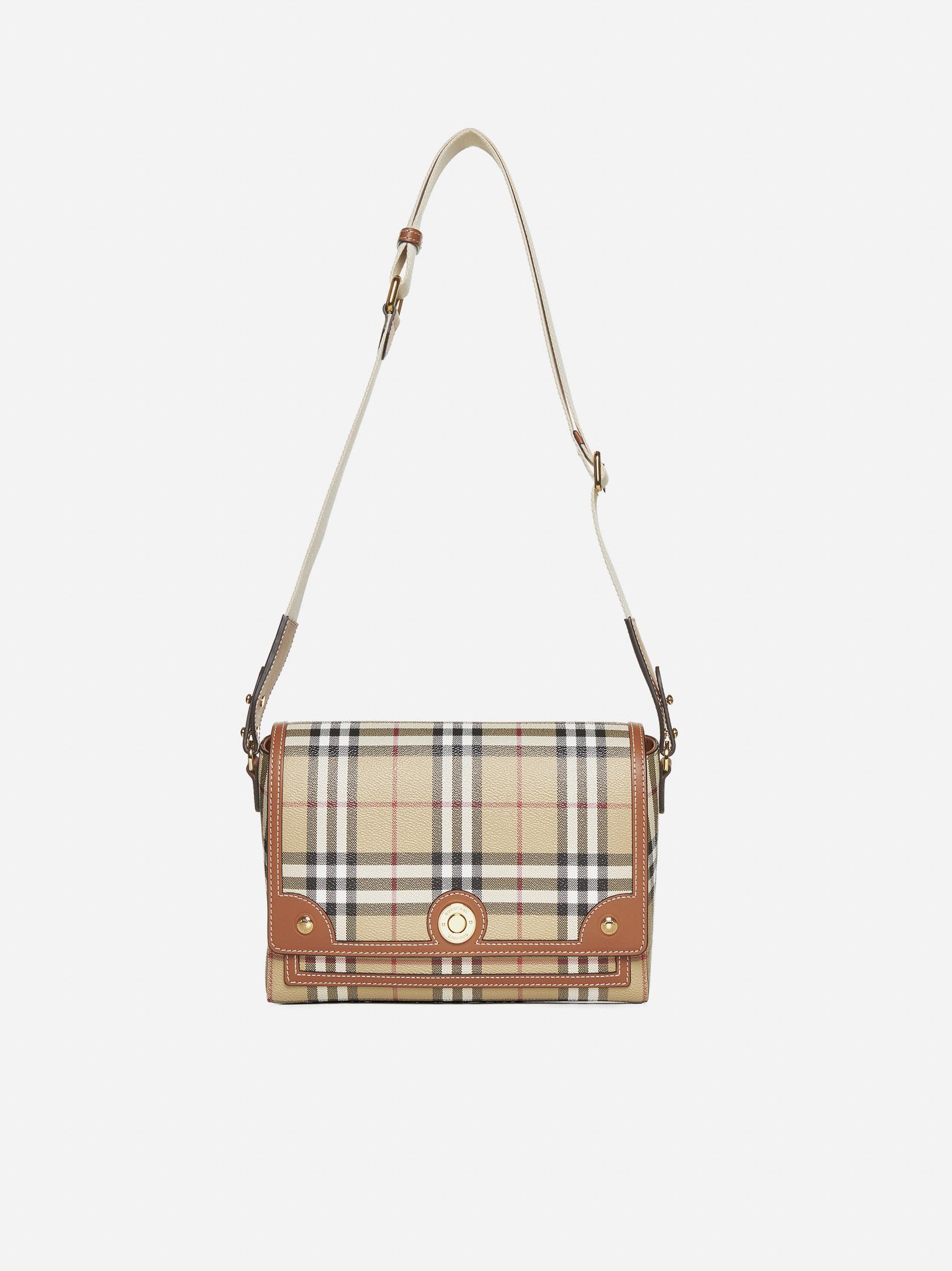 Shop Burberry Note Check Canvas Medium Bag