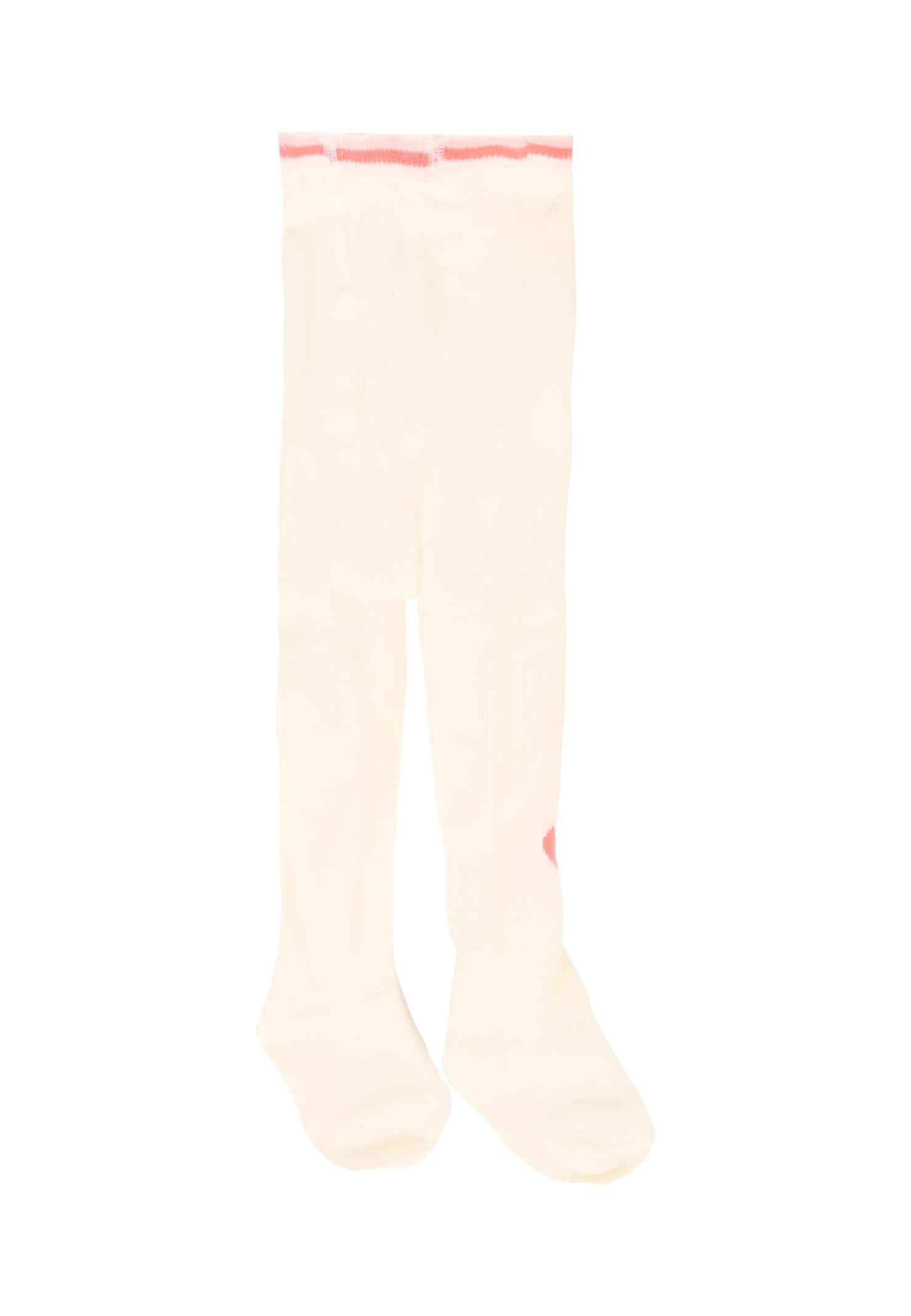 Billieblush Ivory Tights For Baby Girl With Hearts In White