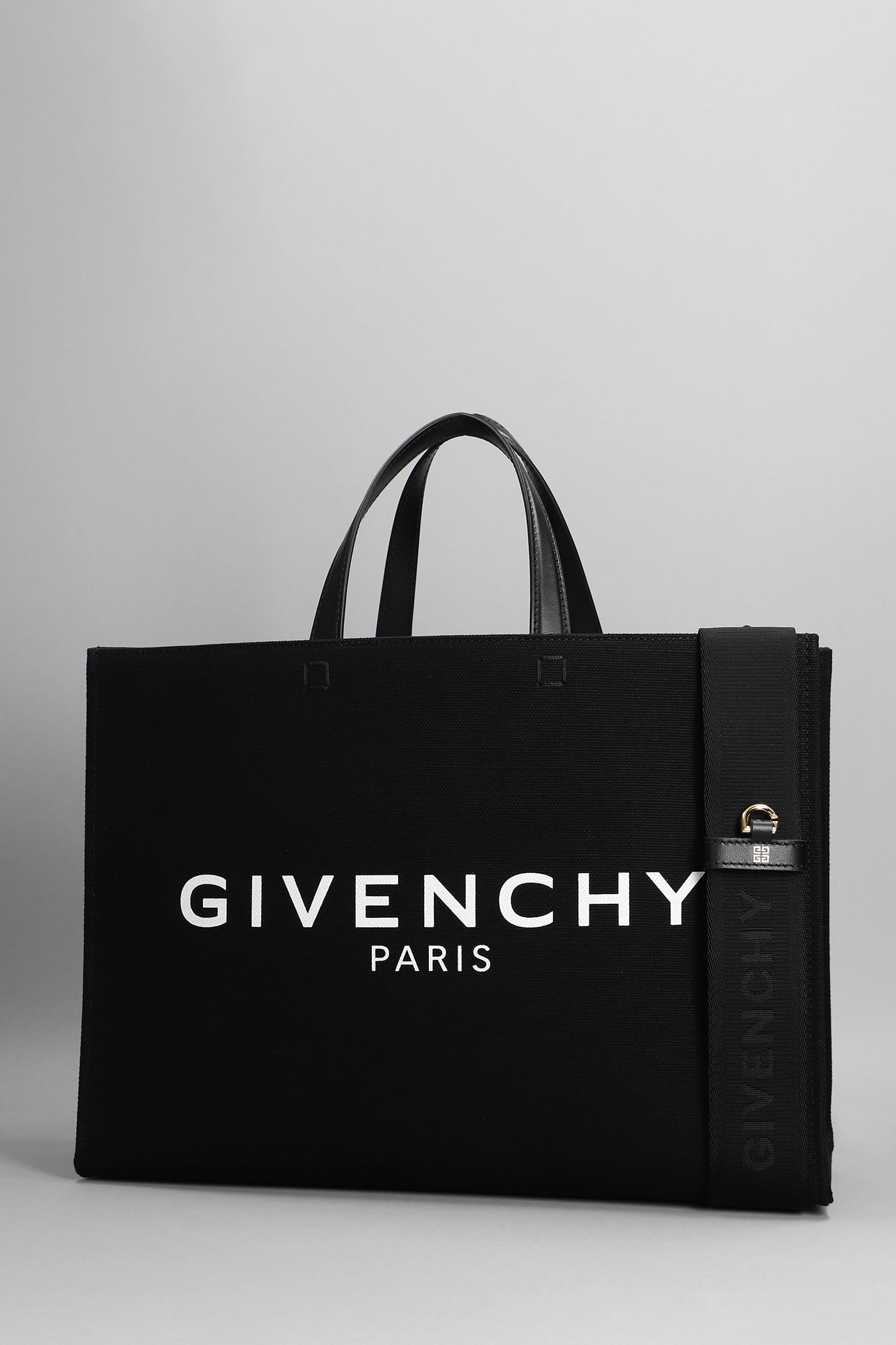 GIVENCHY TOTE IN BLACK LEATHER AND FABRIC 