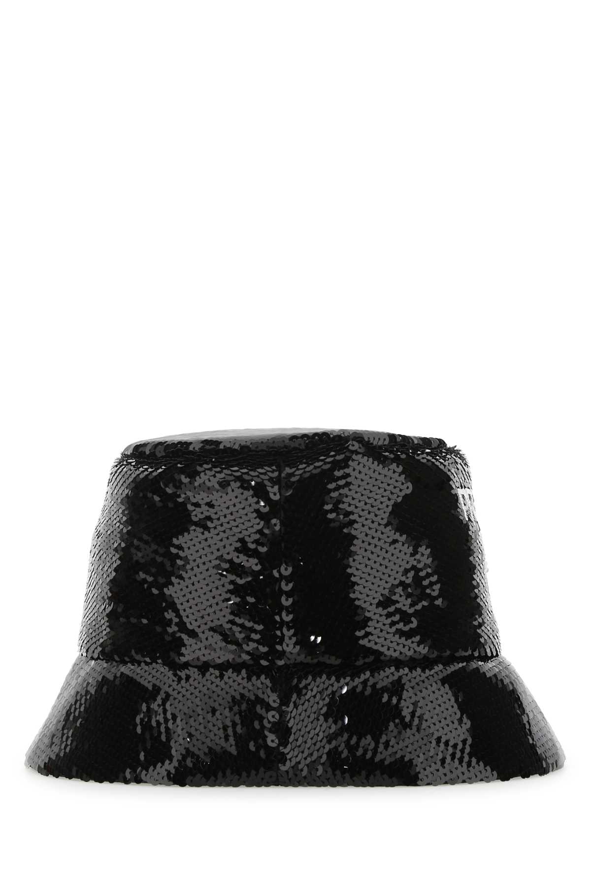 Prada Black Sequins Bucket Hat In F0967
