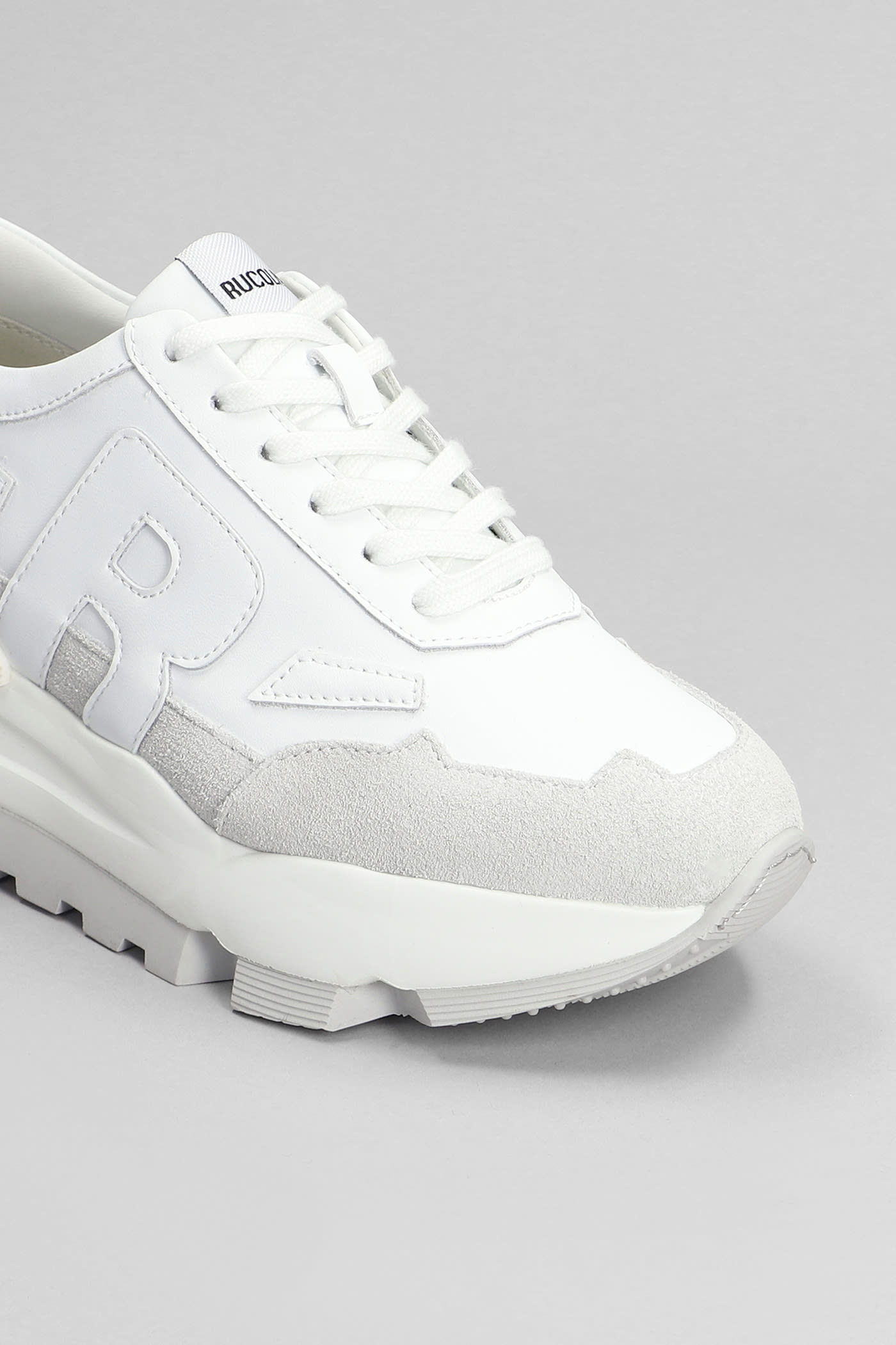Shop Ruco Line Aki Sneakers In White Suede And Leather