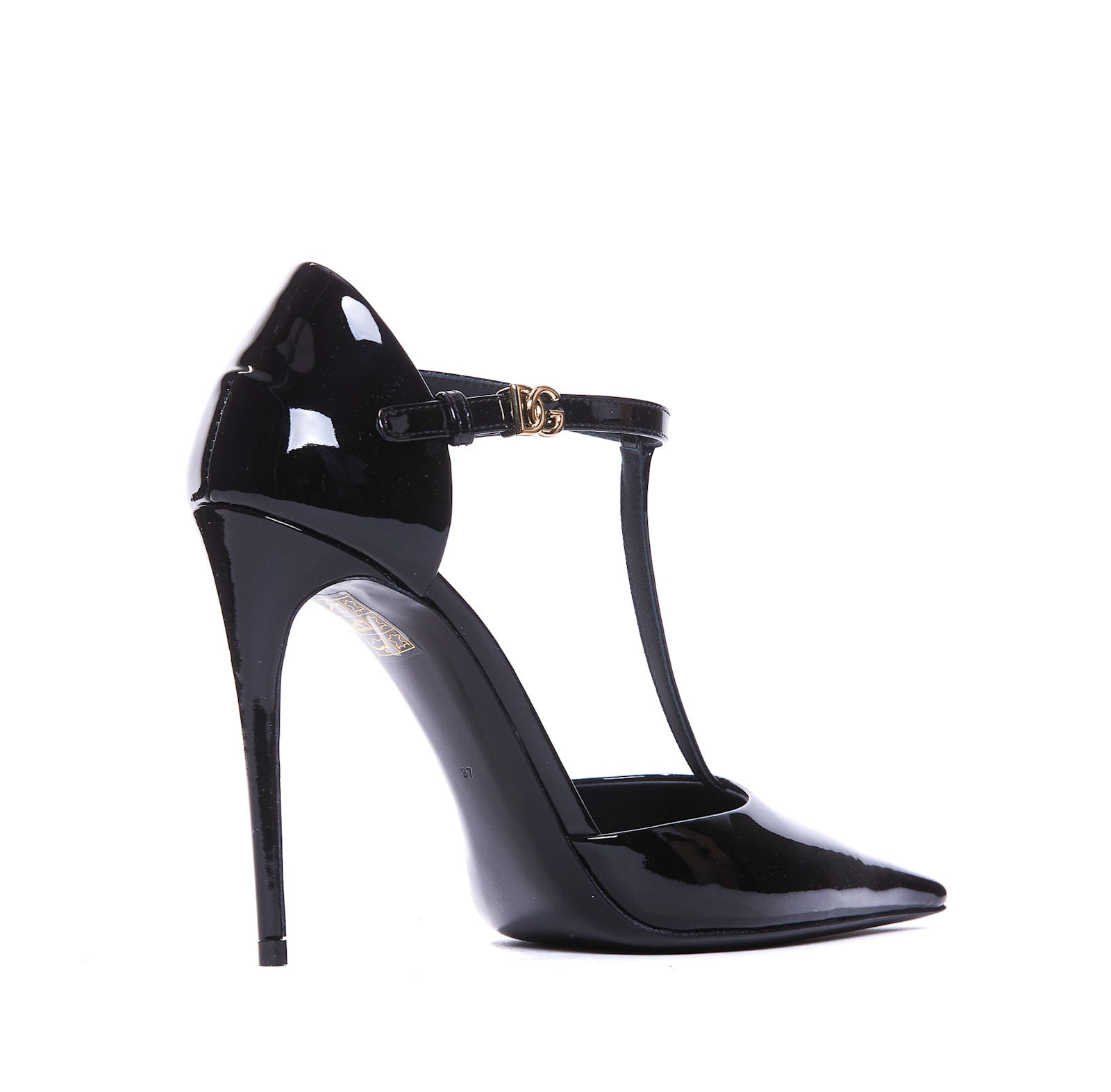 Shop Dolce & Gabbana T-bar Patent Decollete In Black