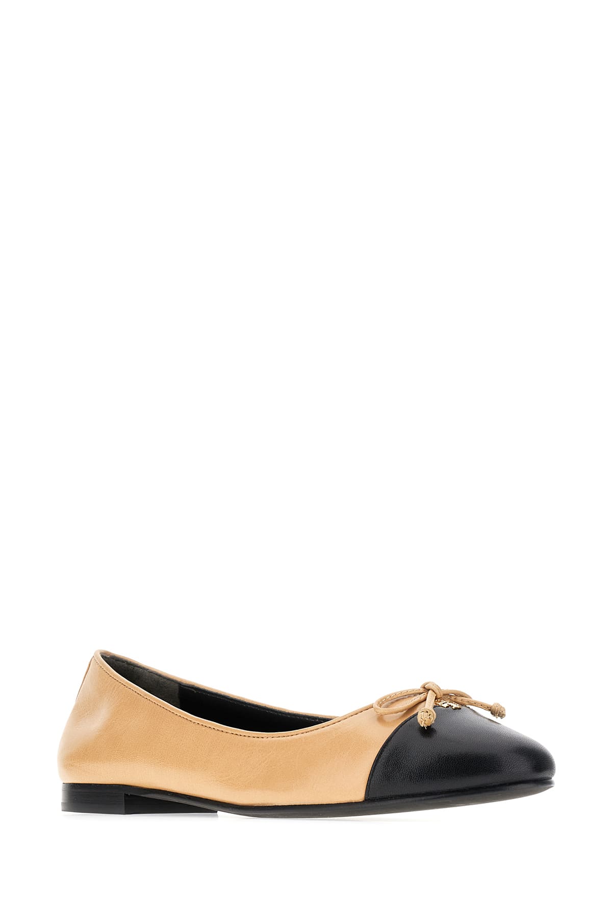 Shop Tory Burch Two-tone Leather Cap-toe Ballerinas In 200