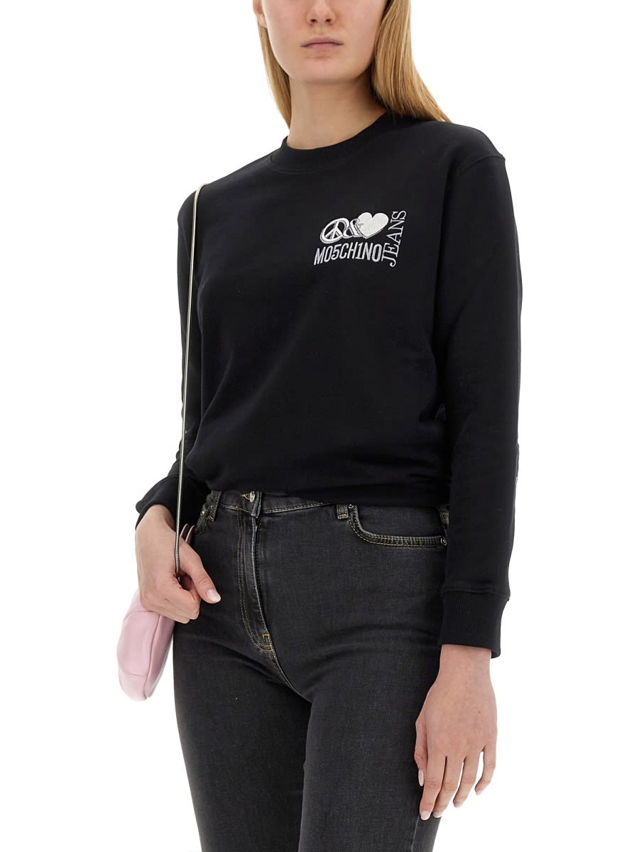 Shop M05ch1n0 Jeans Sweatshirt With Logo In Black