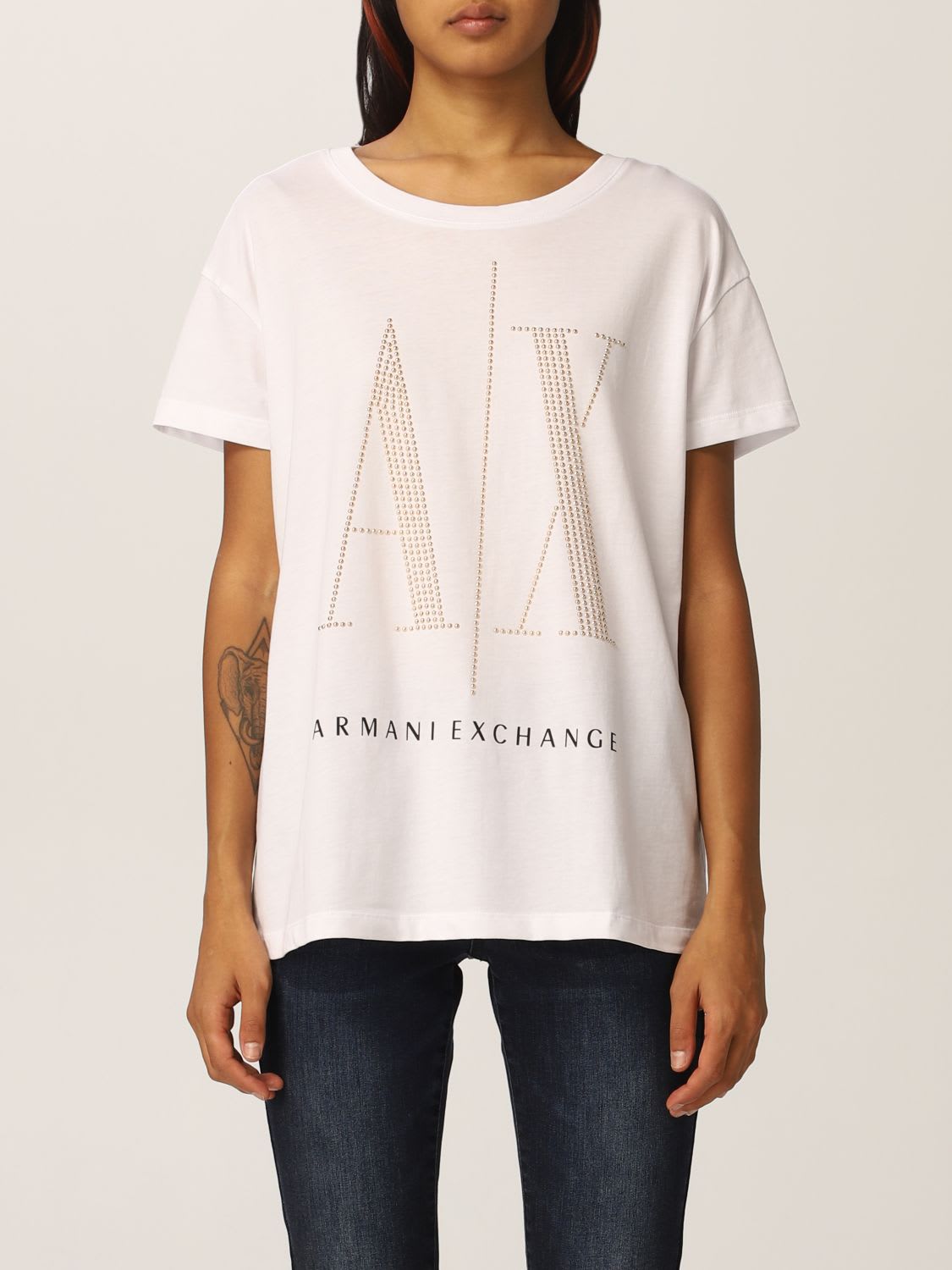 Armani Collezioni Armani Exchange T-shirt Logo Studs Crewneck