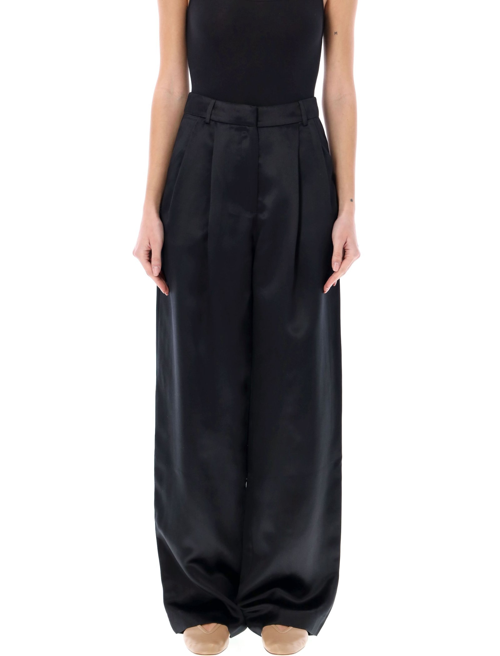 Shop Loulou Studio Viona Pinced Pants In Black