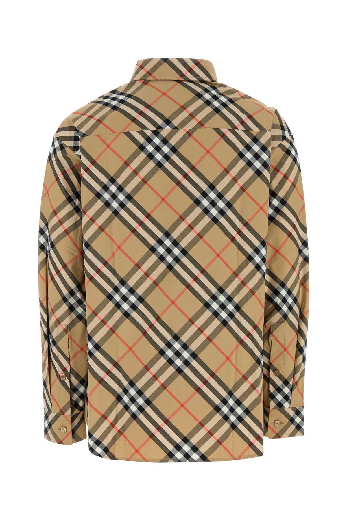 Burberry Beige Shirt With Classic Collar And All-over Check Motif In Cotton Woman In Sandipcheck