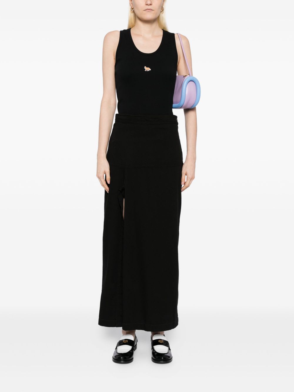 Maison Kitsuné Baby Fox Cotton Tank Top In Black