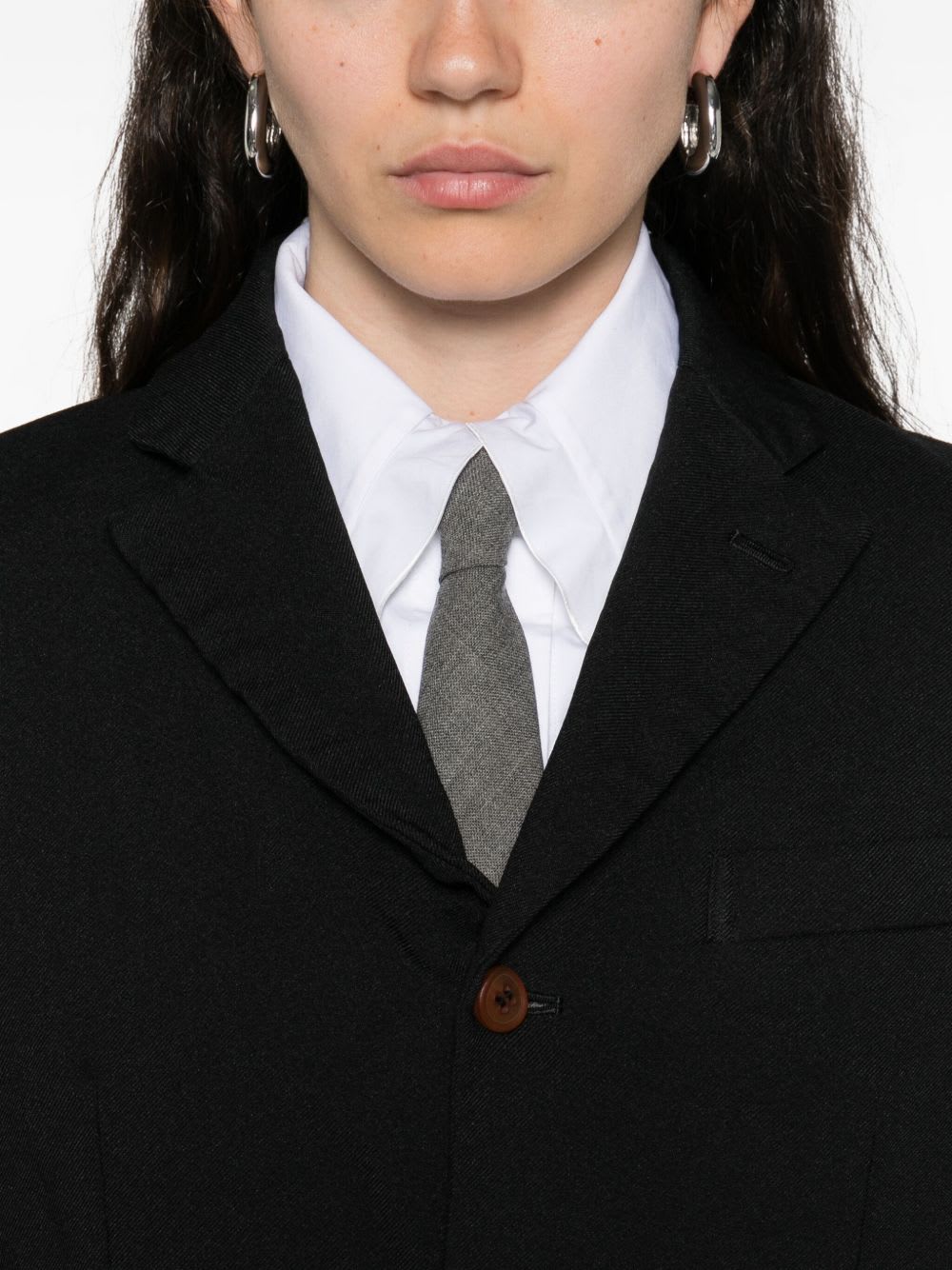 Comme Des Garçons Draped Panel Twill Jacket In Black