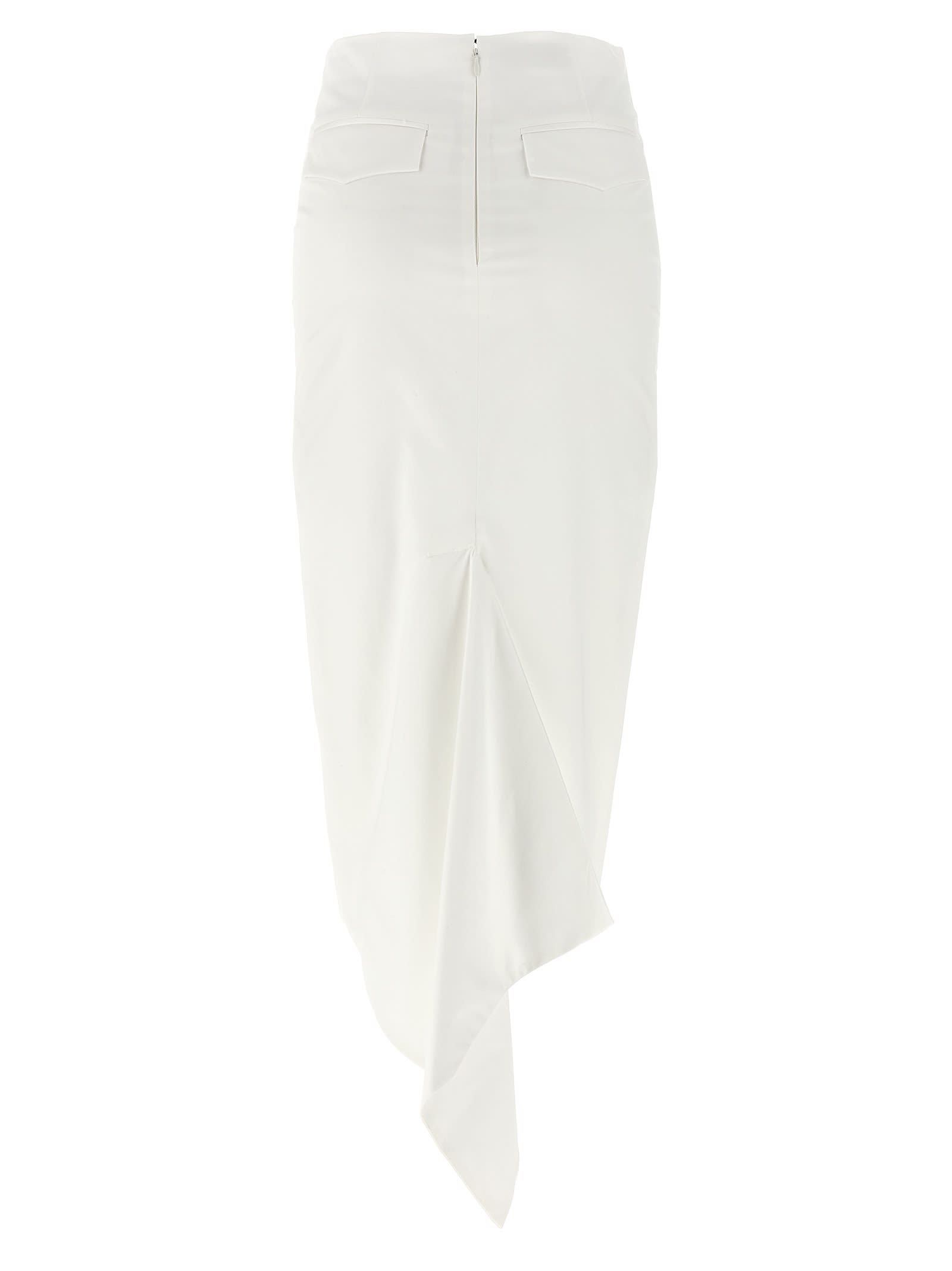 The Latest Fitted Longuette Skirt With Back Flounce In White