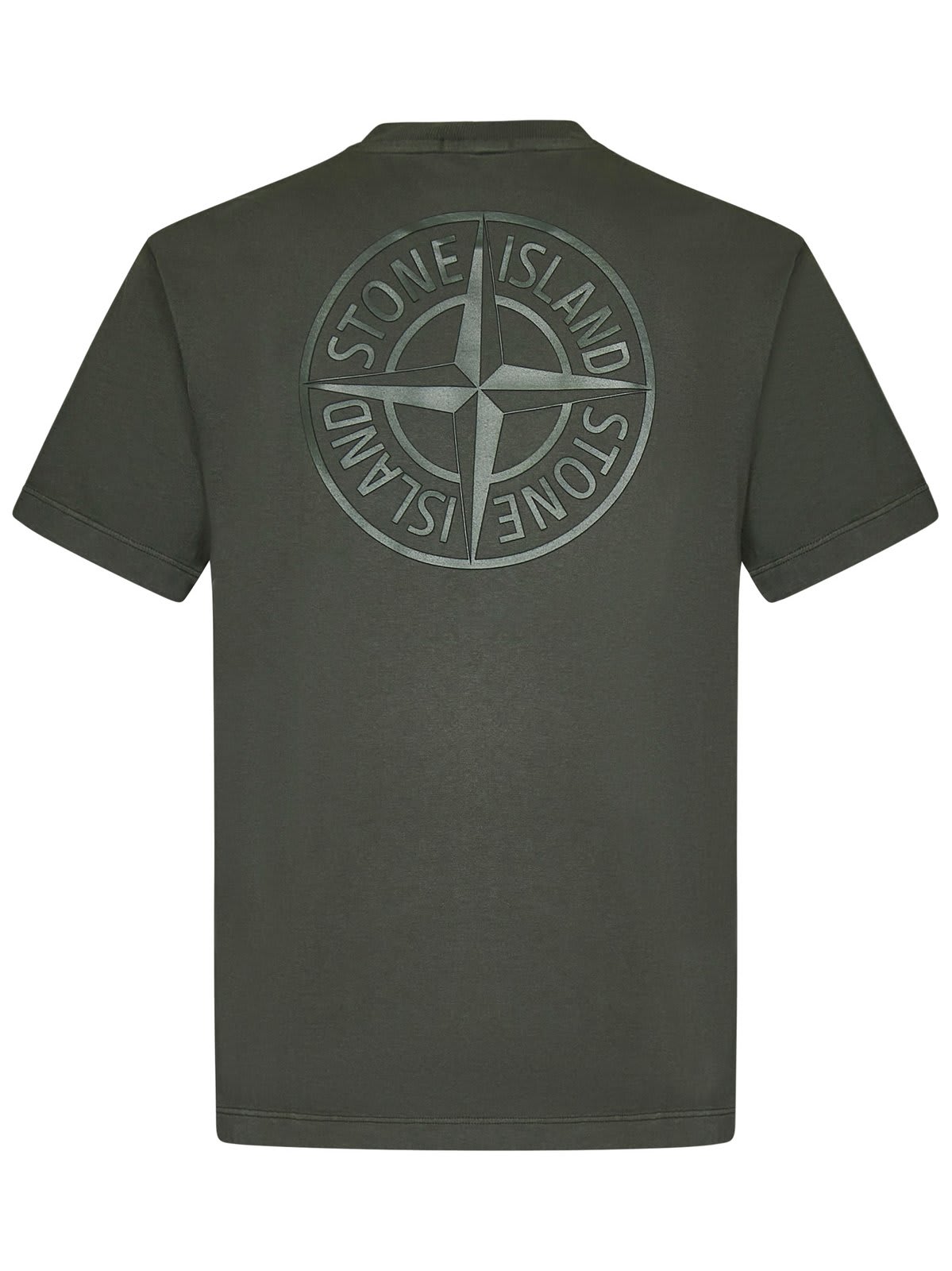 Shop Stone Island Logo Printed Crewneck T-shirt In Military