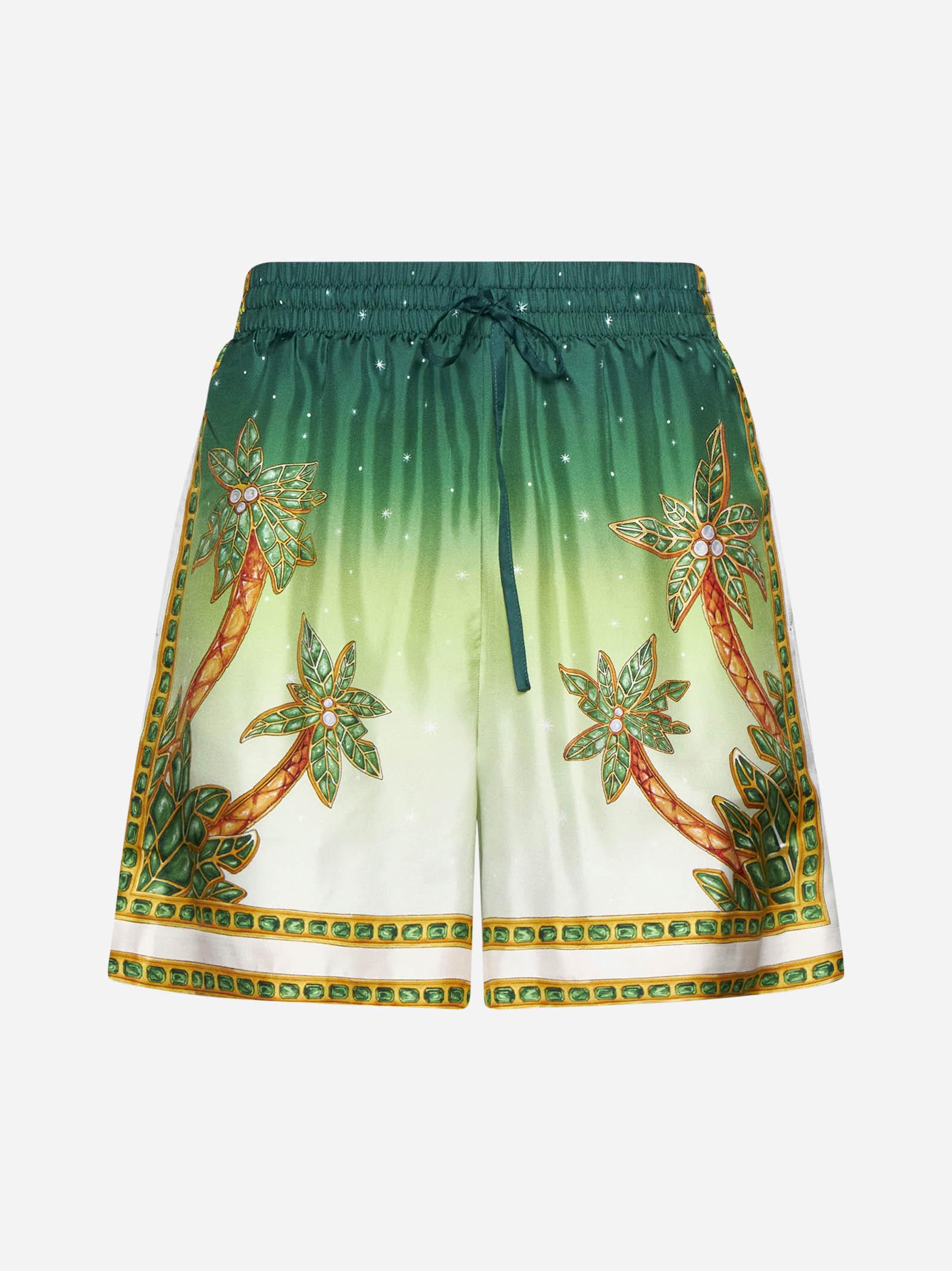 Shop Casablanca Joyaux Dafrique Silk Shorts In Multicolour
