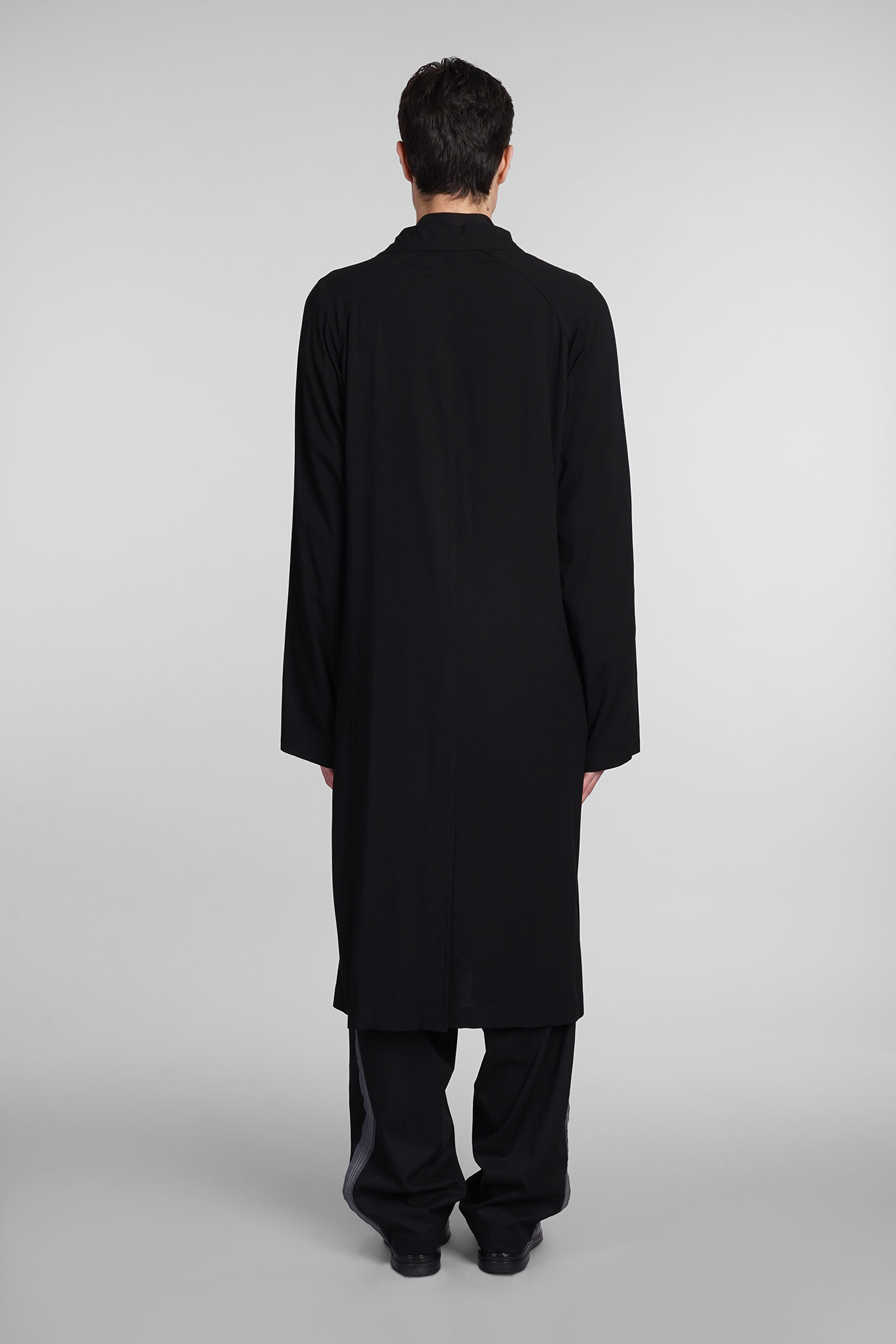 Shop Yohji Yamamoto Outerwear In Black Rayon