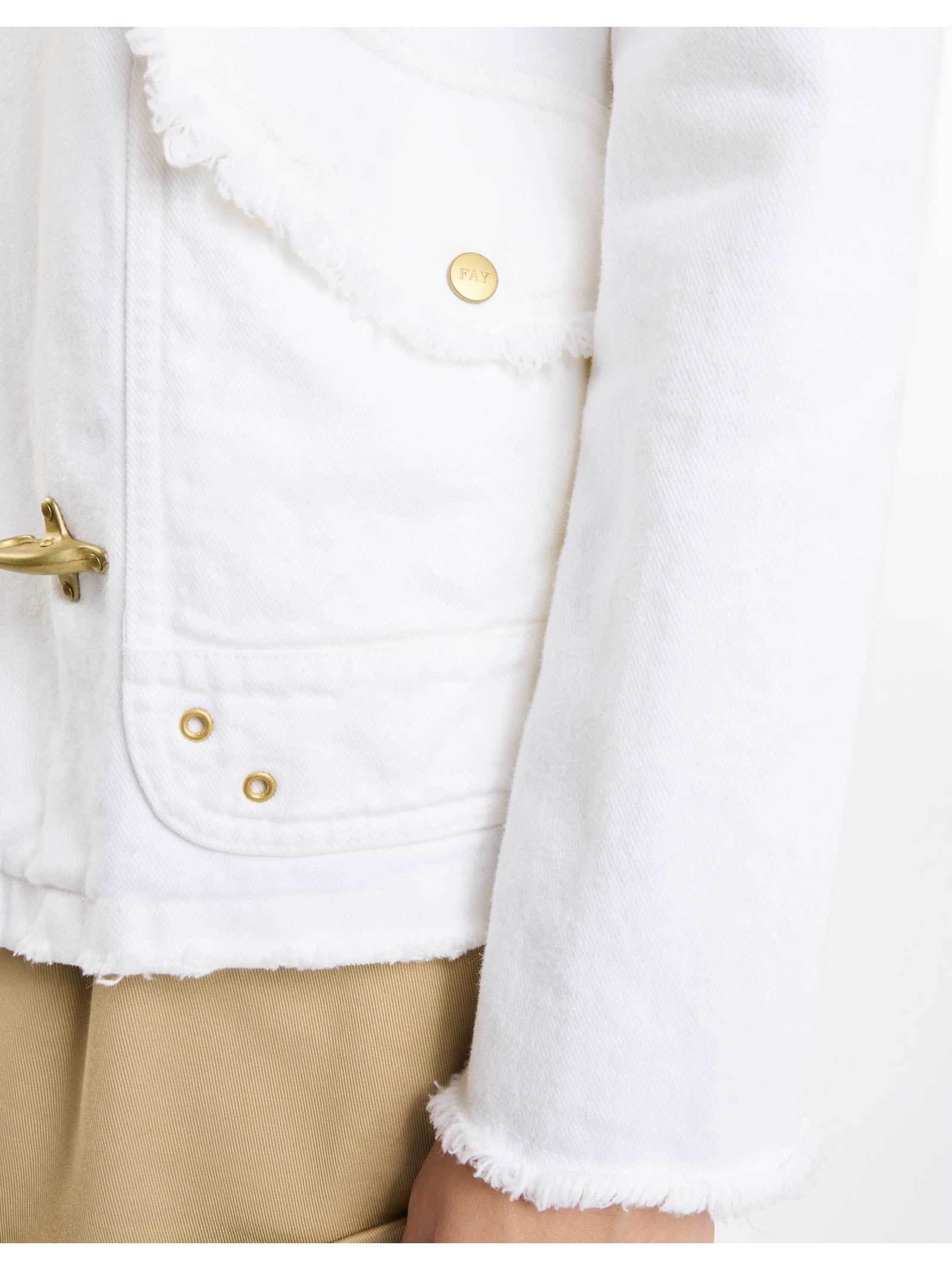 Fay Classic White Jacket With Collar And Gold-tone Hardware In White