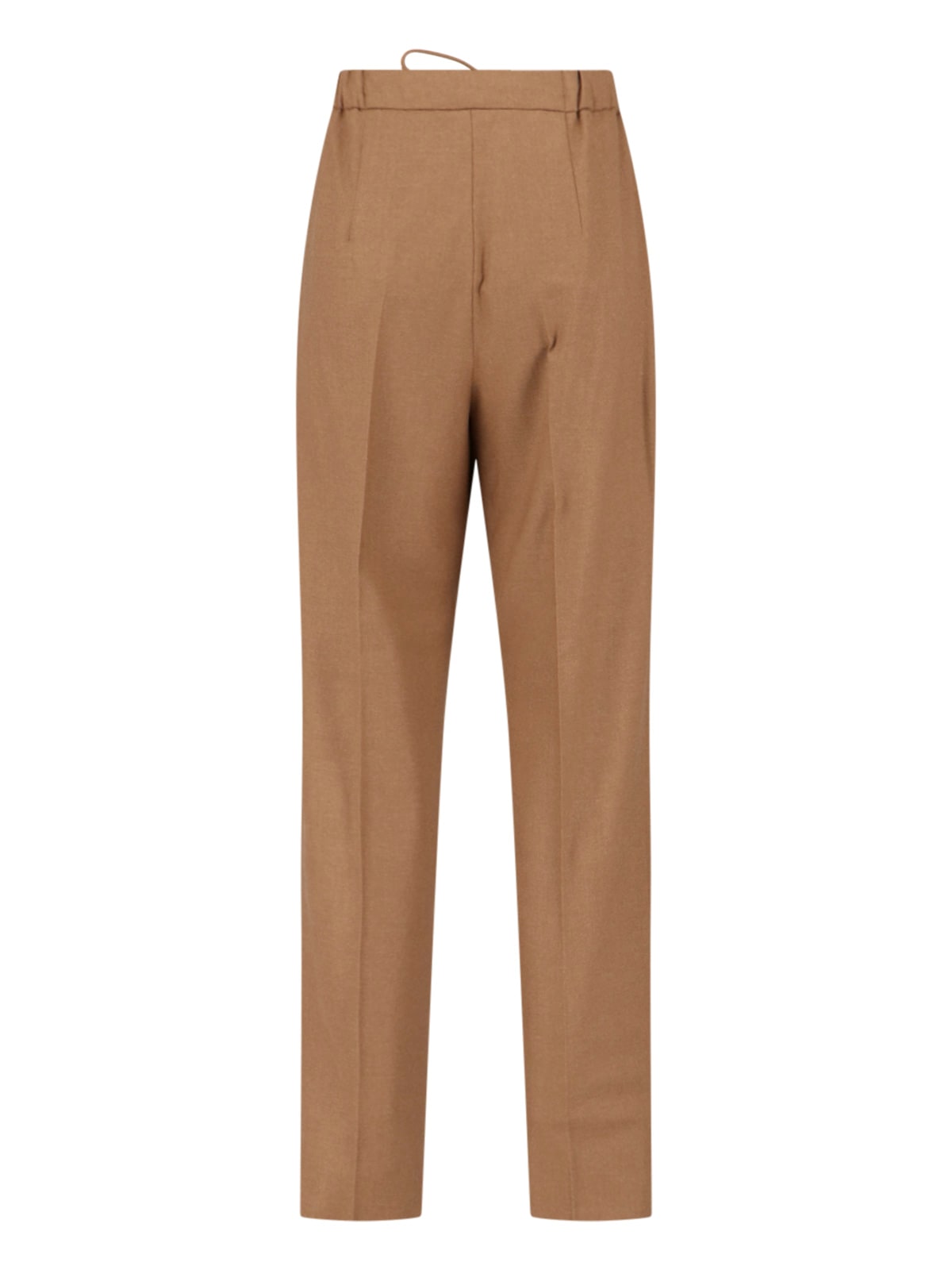 Max Mara Trousers Straight Leg Elastic Waistband In Brown